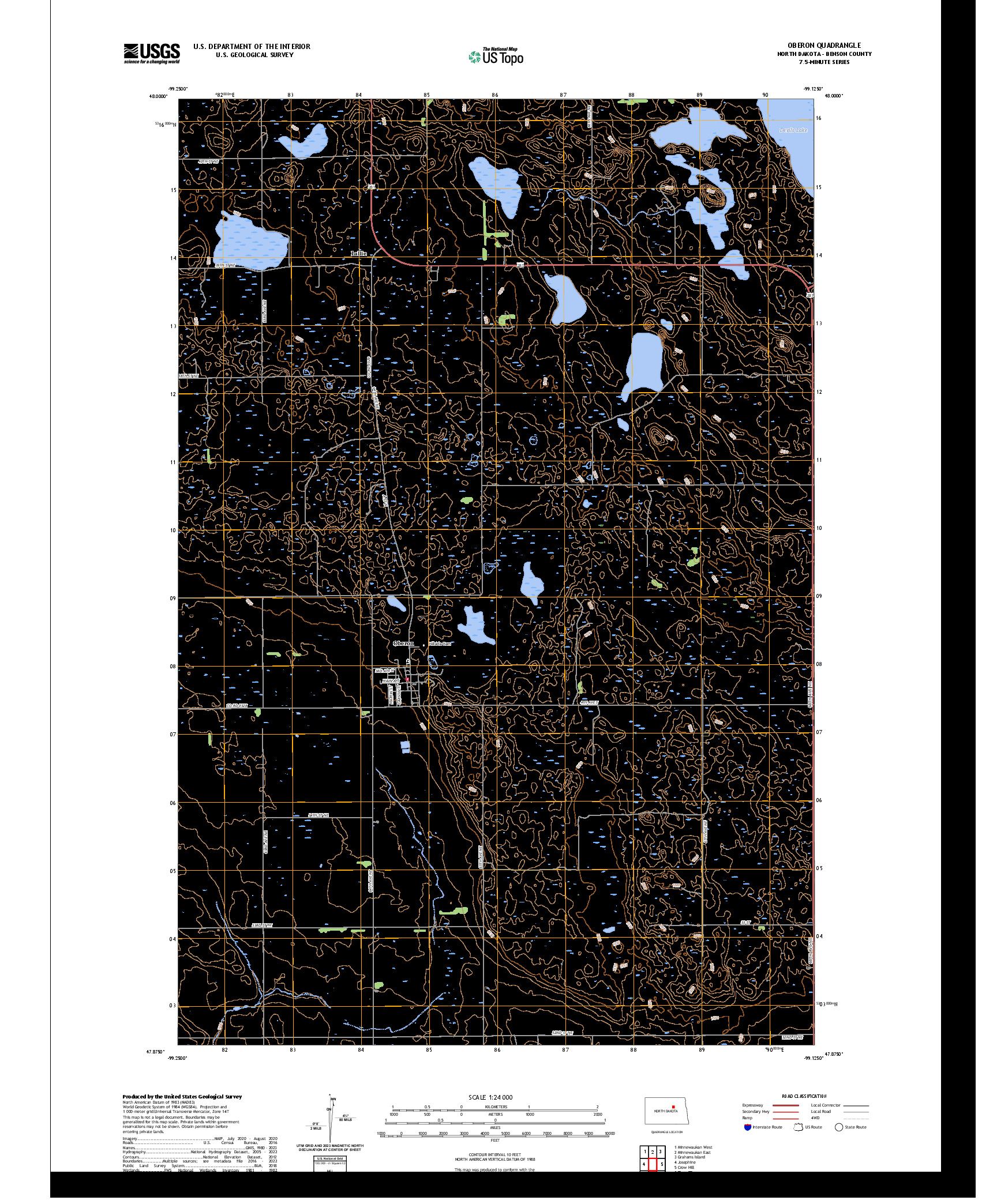 US TOPO 7.5-MINUTE MAP FOR OBERON, ND