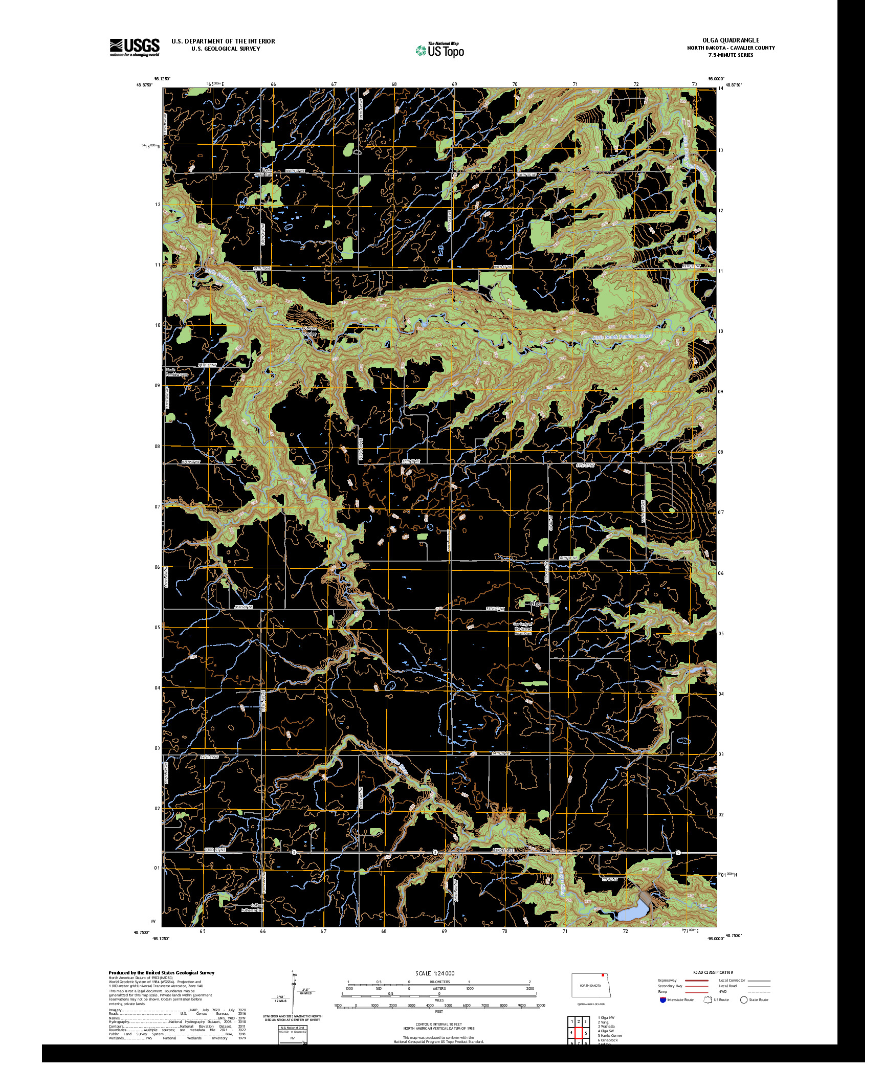 US TOPO 7.5-MINUTE MAP FOR OLGA, ND