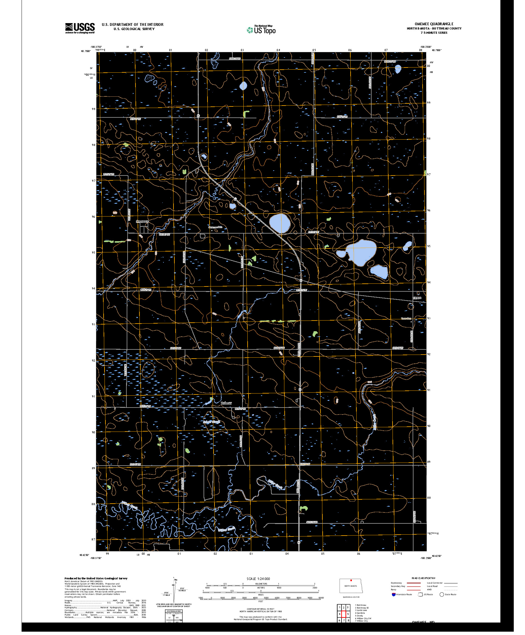 US TOPO 7.5-MINUTE MAP FOR OMEMEE, ND