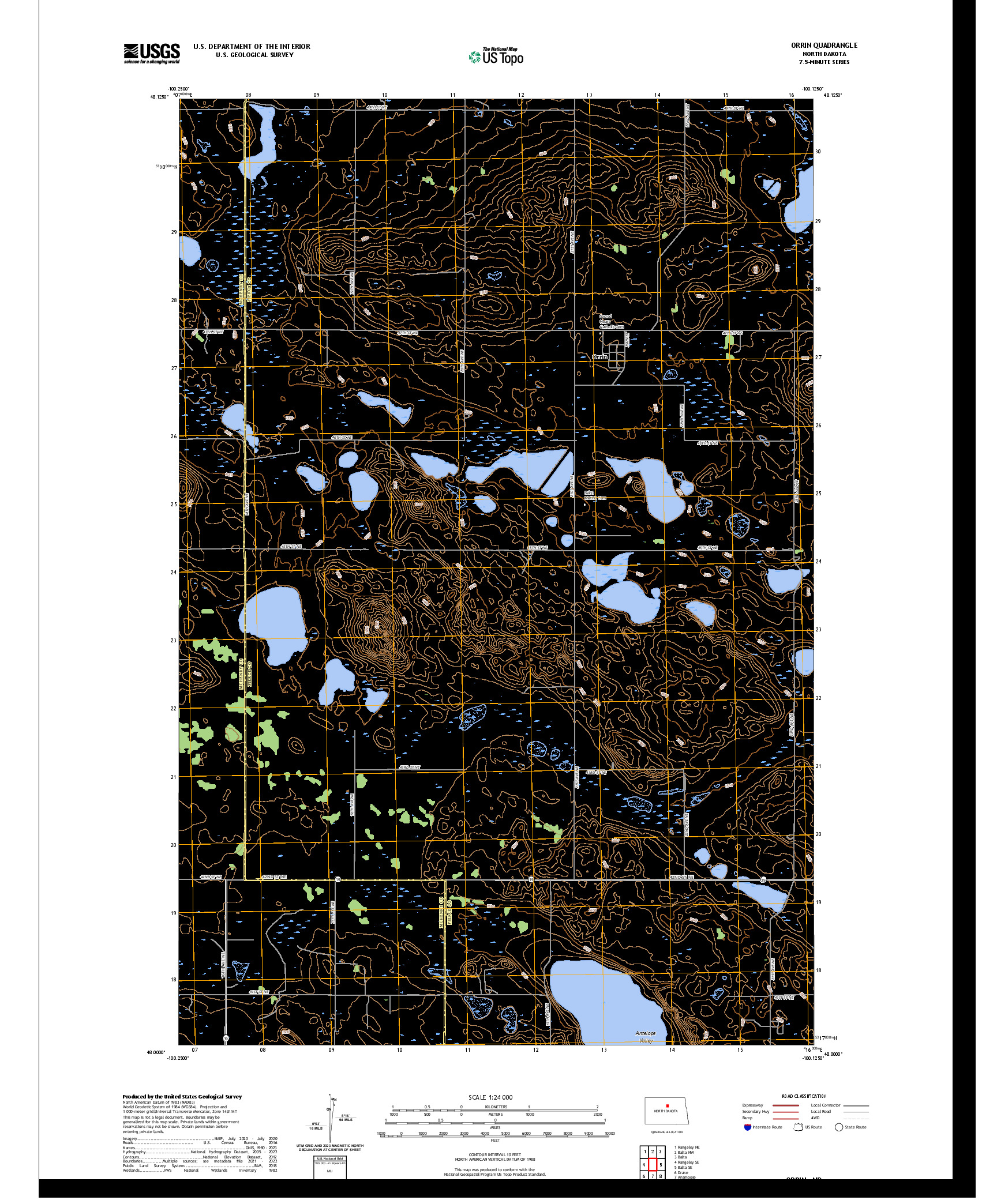 US TOPO 7.5-MINUTE MAP FOR ORRIN, ND
