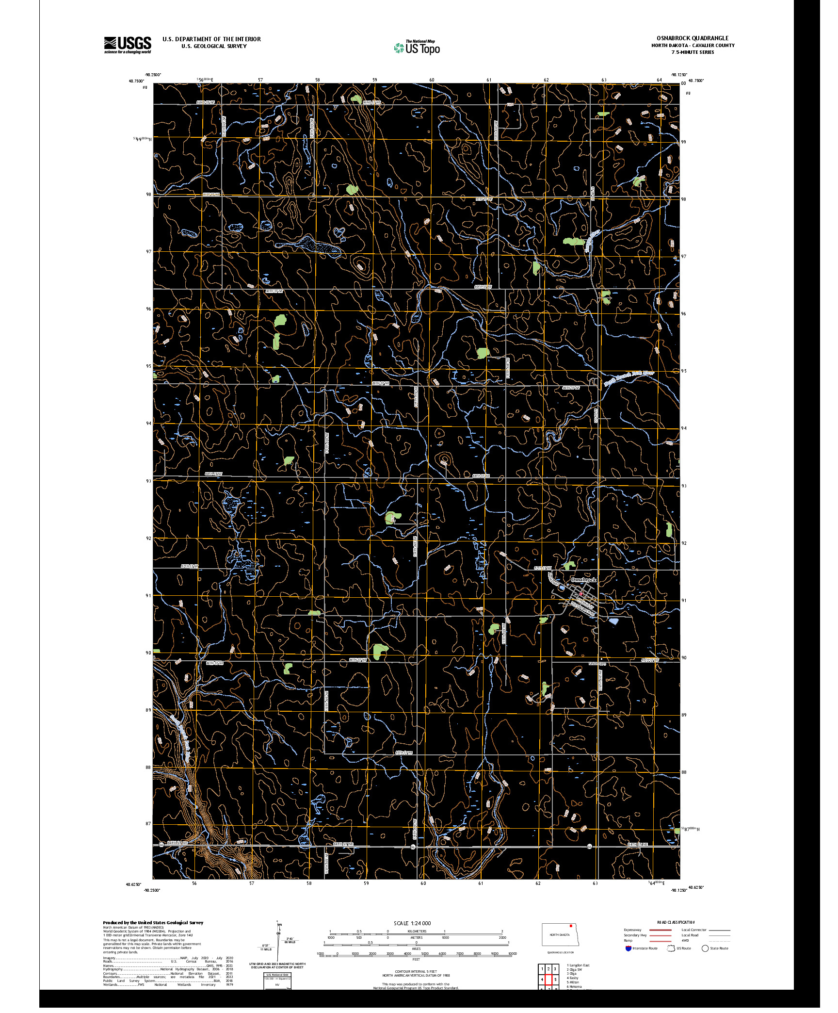 US TOPO 7.5-MINUTE MAP FOR OSNABROCK, ND