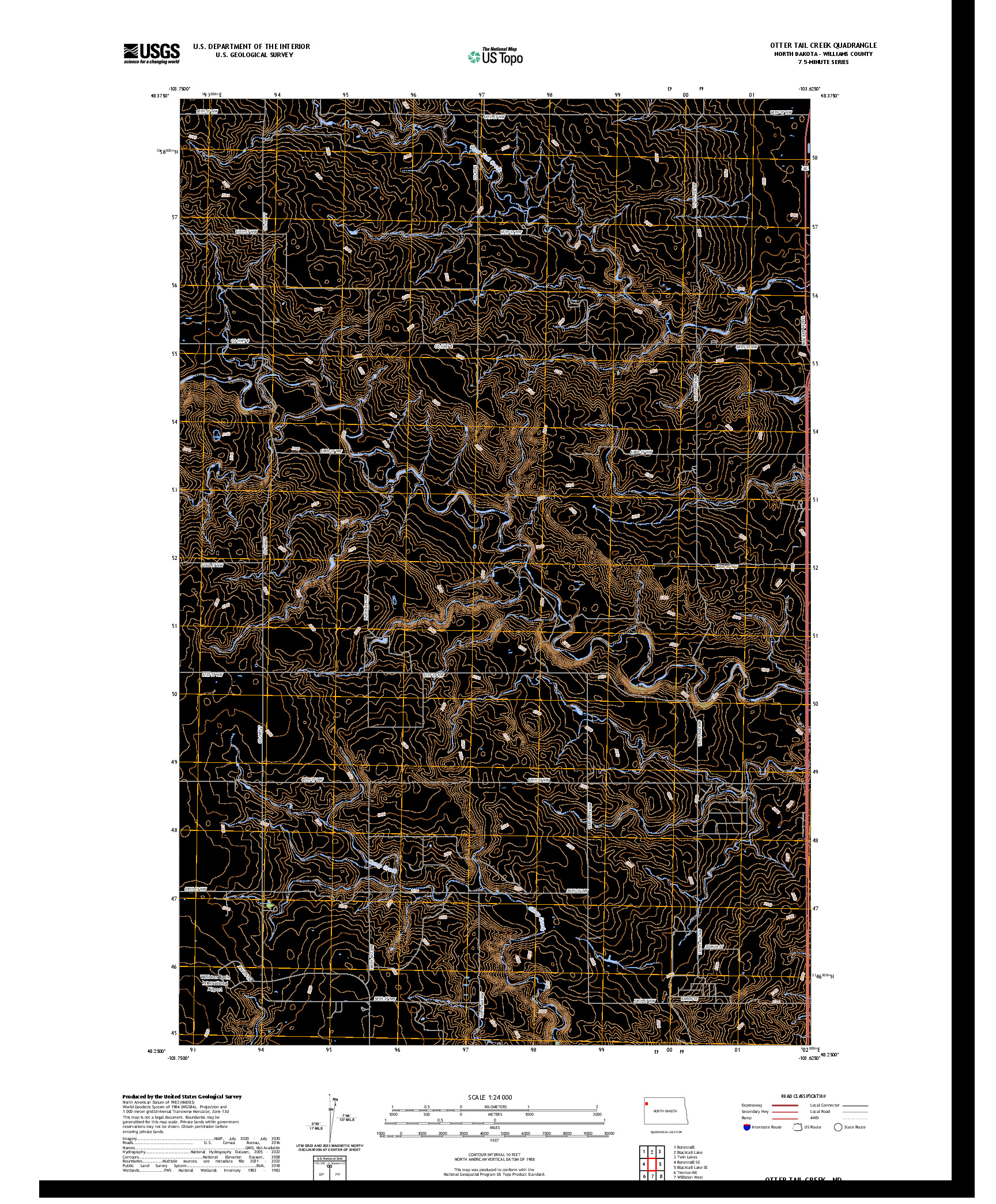 US TOPO 7.5-MINUTE MAP FOR OTTER TAIL CREEK, ND