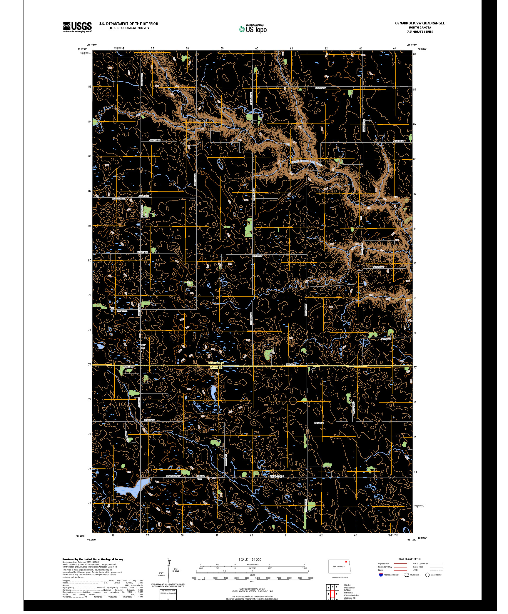 US TOPO 7.5-MINUTE MAP FOR OSNABROCK SW, ND
