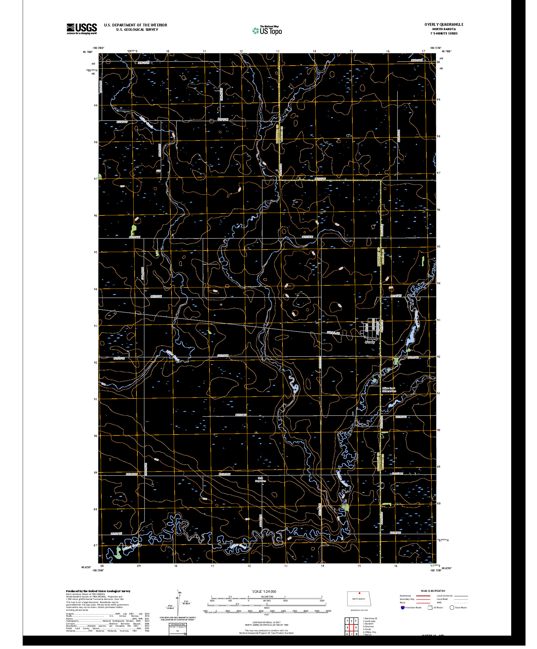 US TOPO 7.5-MINUTE MAP FOR OVERLY, ND
