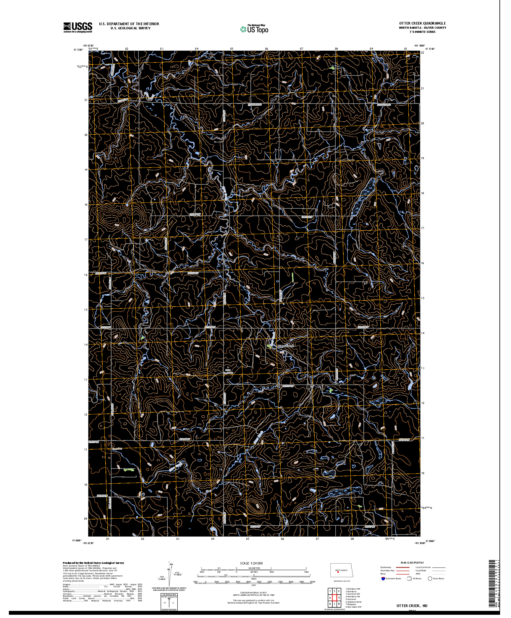 US TOPO 7.5-MINUTE MAP FOR OTTER CREEK, ND