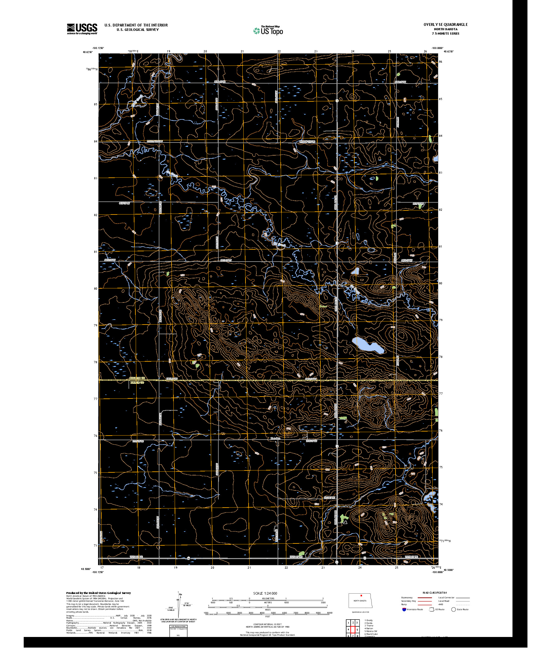 US TOPO 7.5-MINUTE MAP FOR OVERLY SE, ND