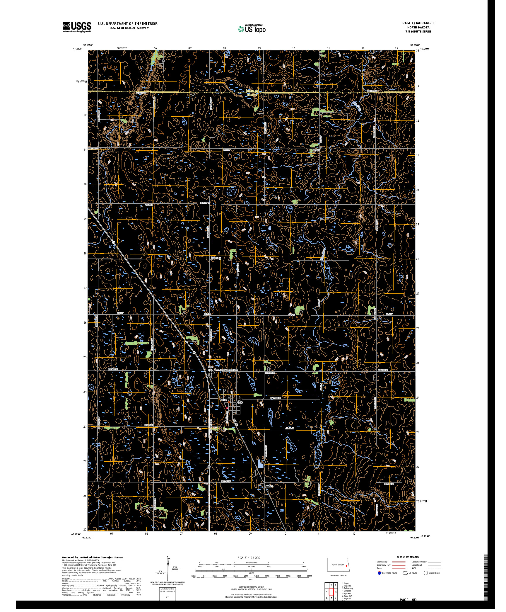US TOPO 7.5-MINUTE MAP FOR PAGE, ND