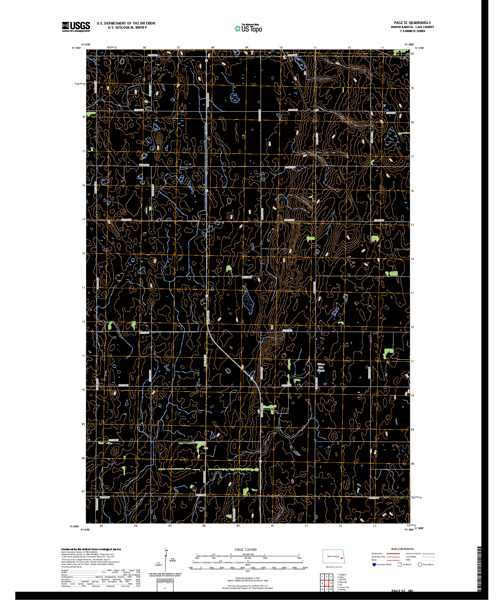 US TOPO 7.5-MINUTE MAP FOR PAGE SE, ND