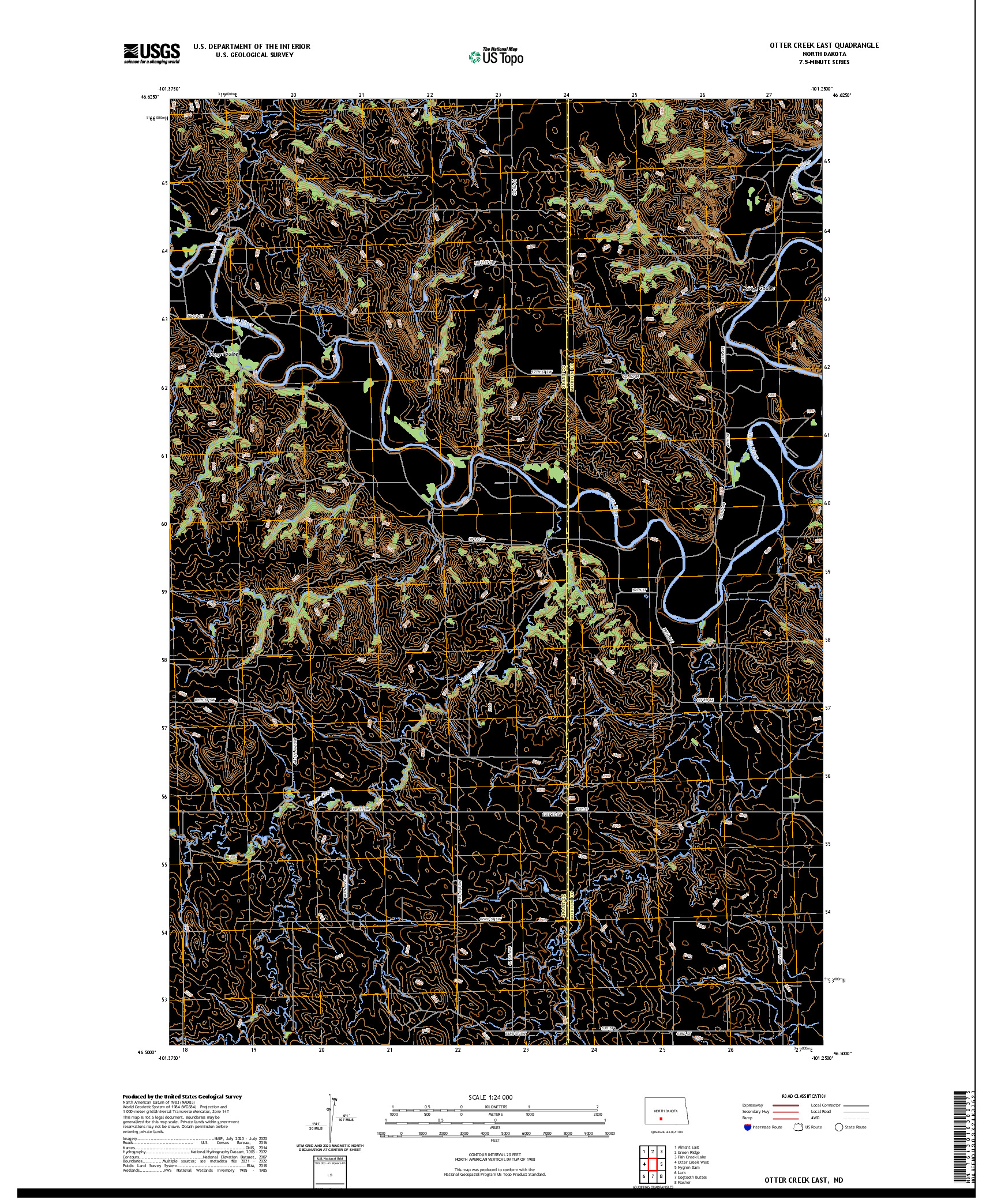 US TOPO 7.5-MINUTE MAP FOR OTTER CREEK EAST, ND