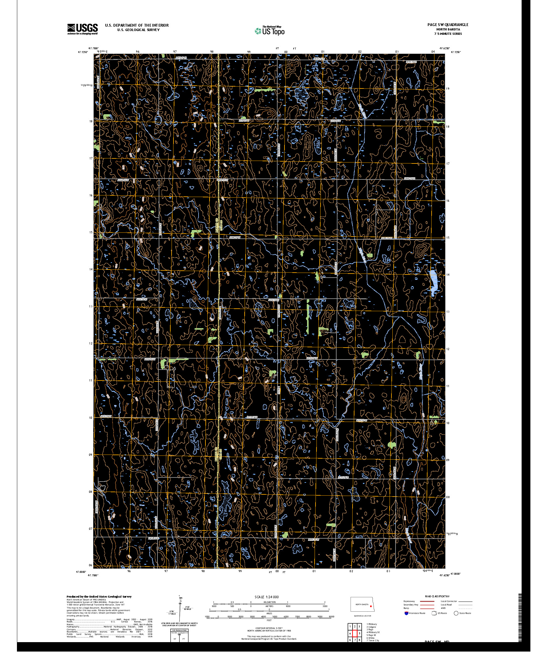 US TOPO 7.5-MINUTE MAP FOR PAGE SW, ND