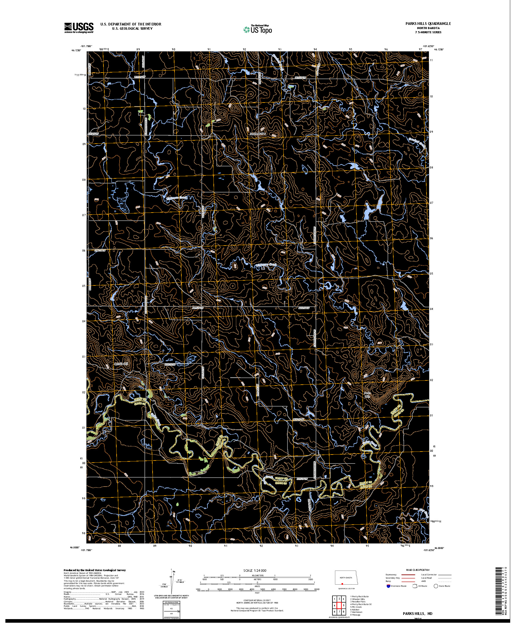 US TOPO 7.5-MINUTE MAP FOR PARKS HILLS, ND