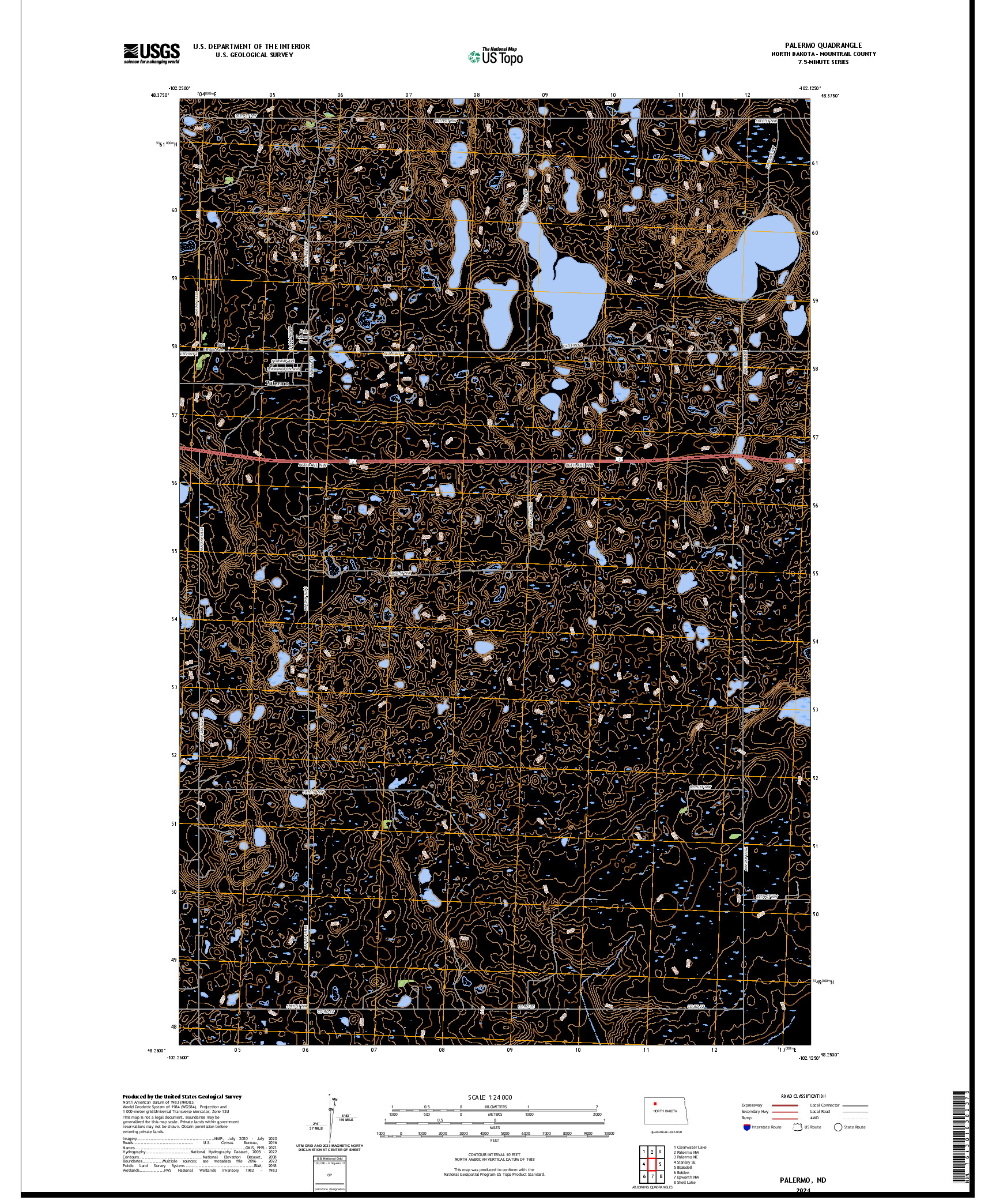 US TOPO 7.5-MINUTE MAP FOR PALERMO, ND