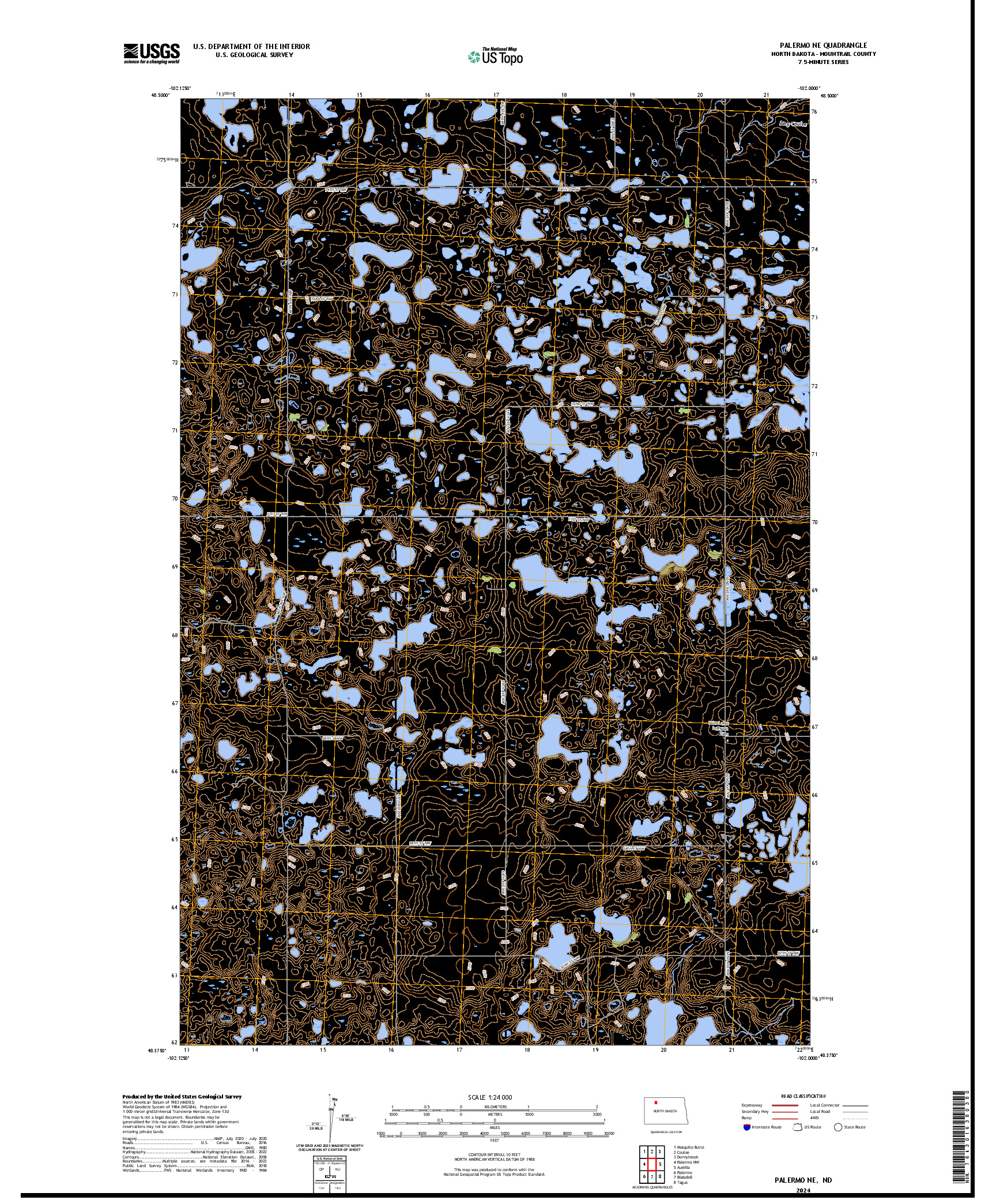 US TOPO 7.5-MINUTE MAP FOR PALERMO NE, ND