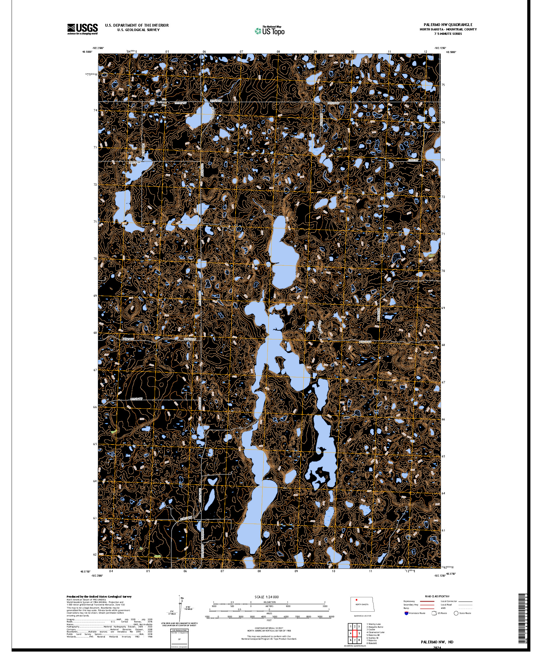 US TOPO 7.5-MINUTE MAP FOR PALERMO NW, ND