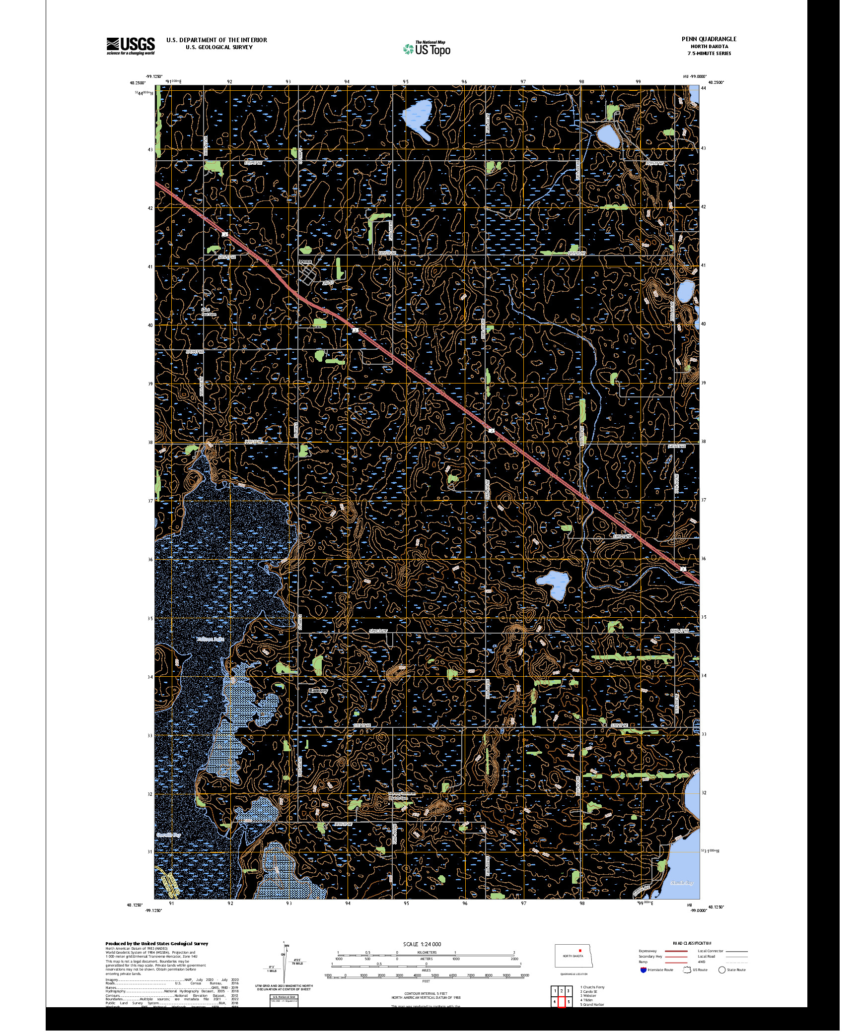 US TOPO 7.5-MINUTE MAP FOR PENN, ND