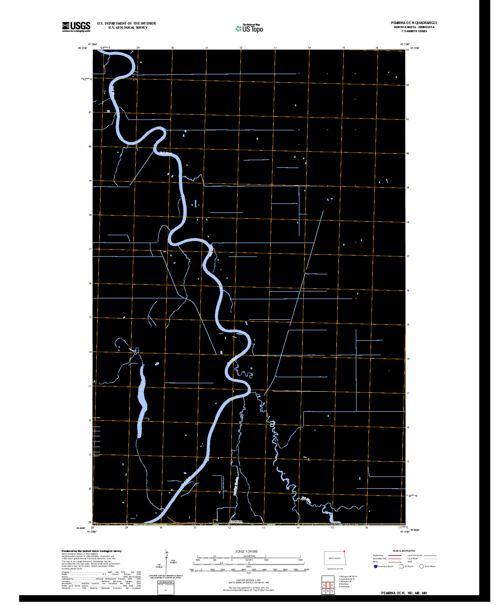 US TOPO 7.5-MINUTE MAP FOR PEMBINA OE N, ND,MB,MN