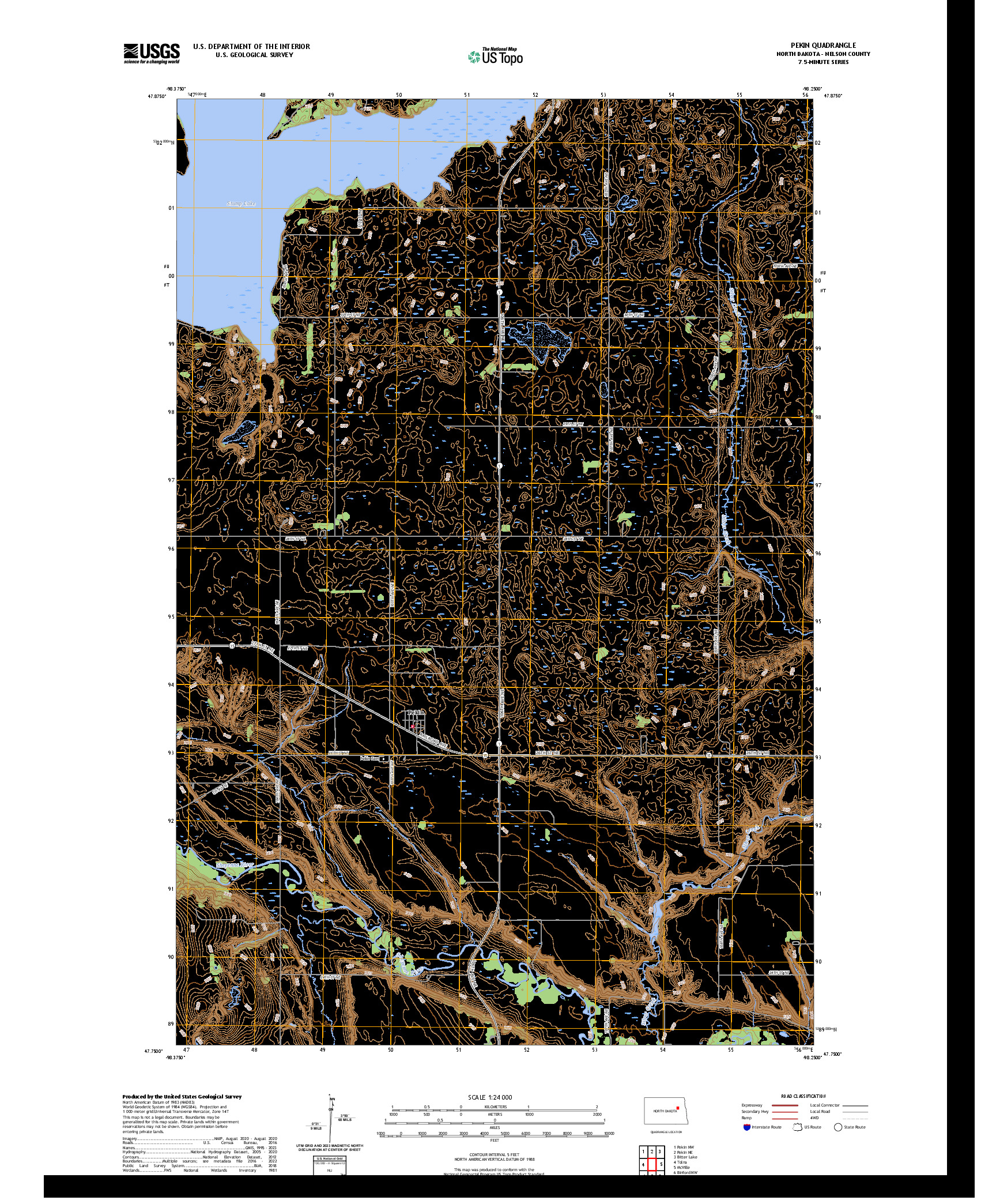 US TOPO 7.5-MINUTE MAP FOR PEKIN, ND
