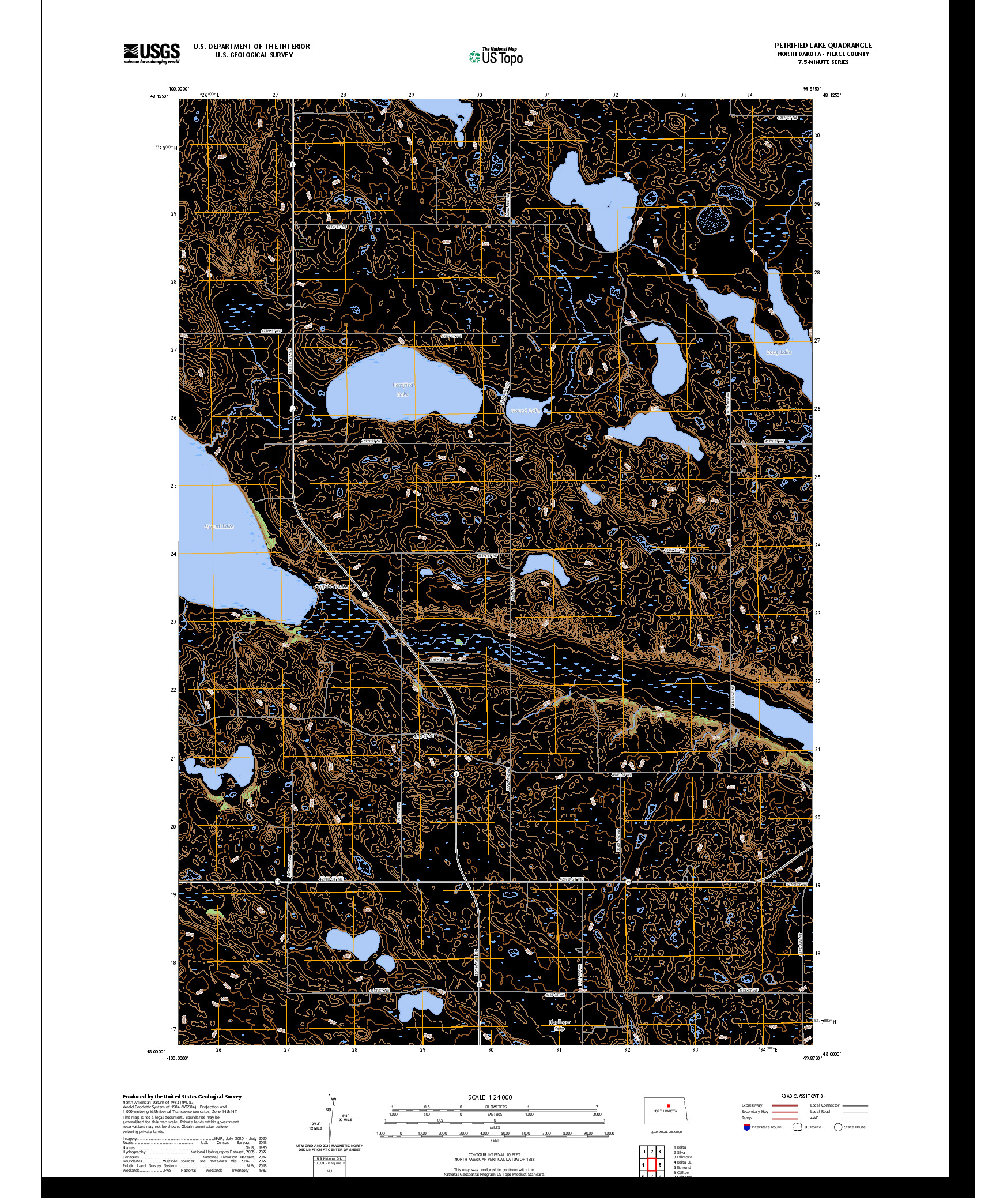 US TOPO 7.5-MINUTE MAP FOR PETRIFIED LAKE, ND