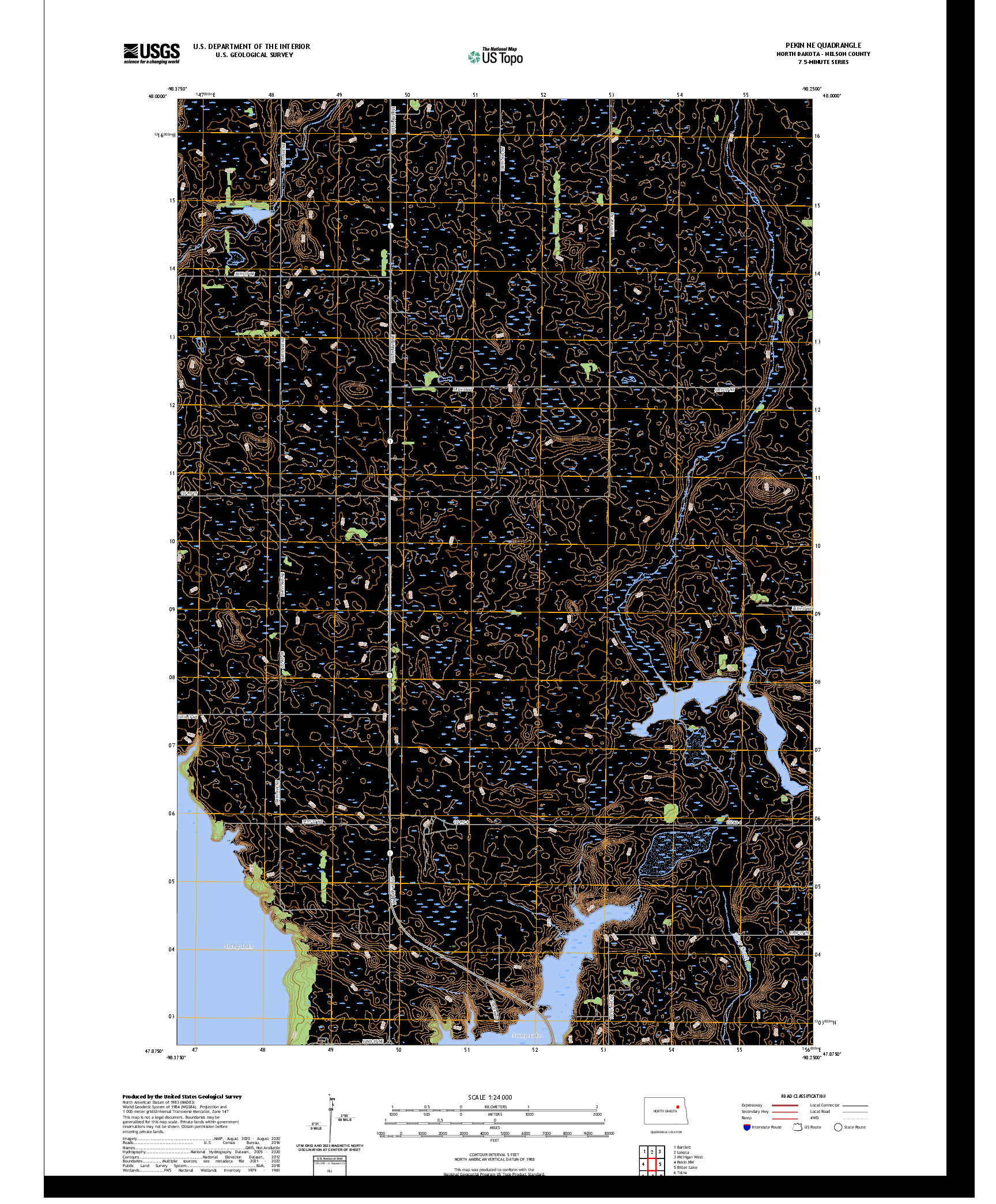 US TOPO 7.5-MINUTE MAP FOR PEKIN NE, ND