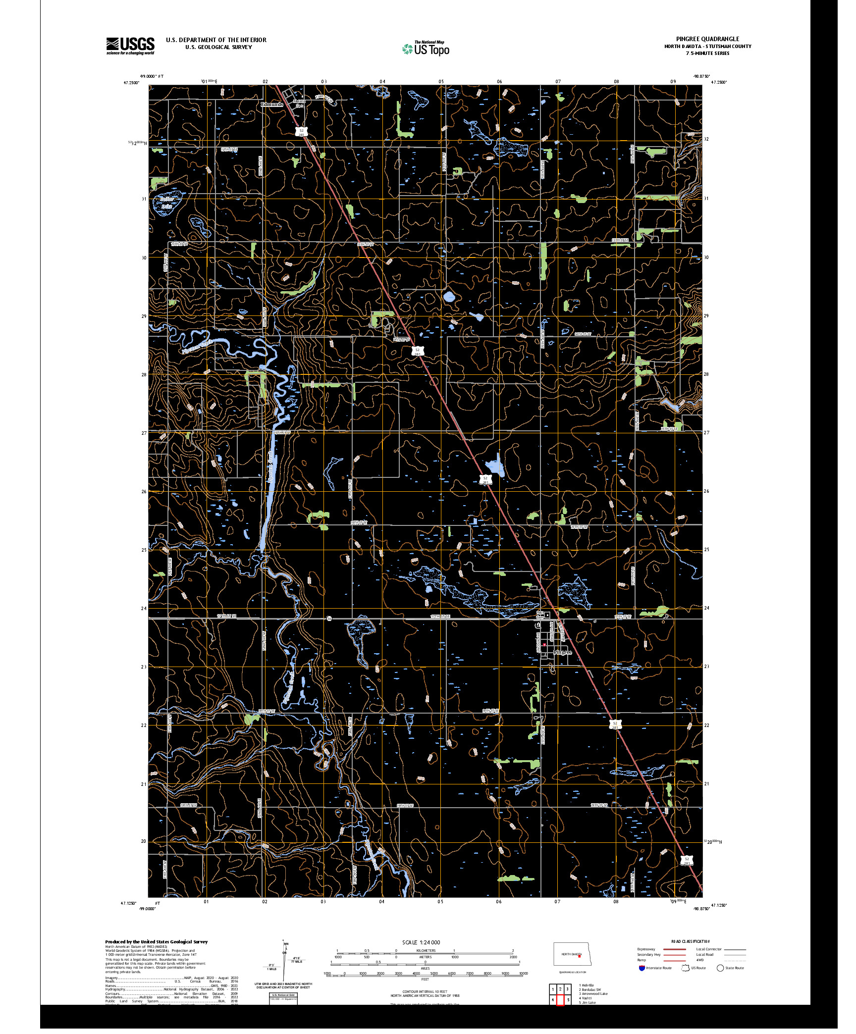 US TOPO 7.5-MINUTE MAP FOR PINGREE, ND