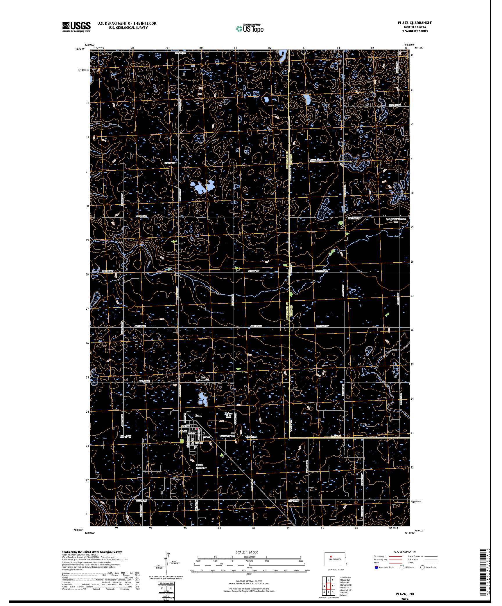 US TOPO 7.5-MINUTE MAP FOR PLAZA, ND