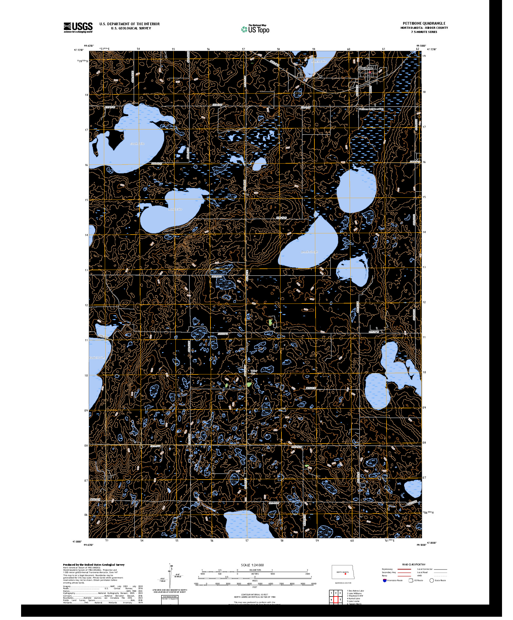 US TOPO 7.5-MINUTE MAP FOR PETTIBONE, ND