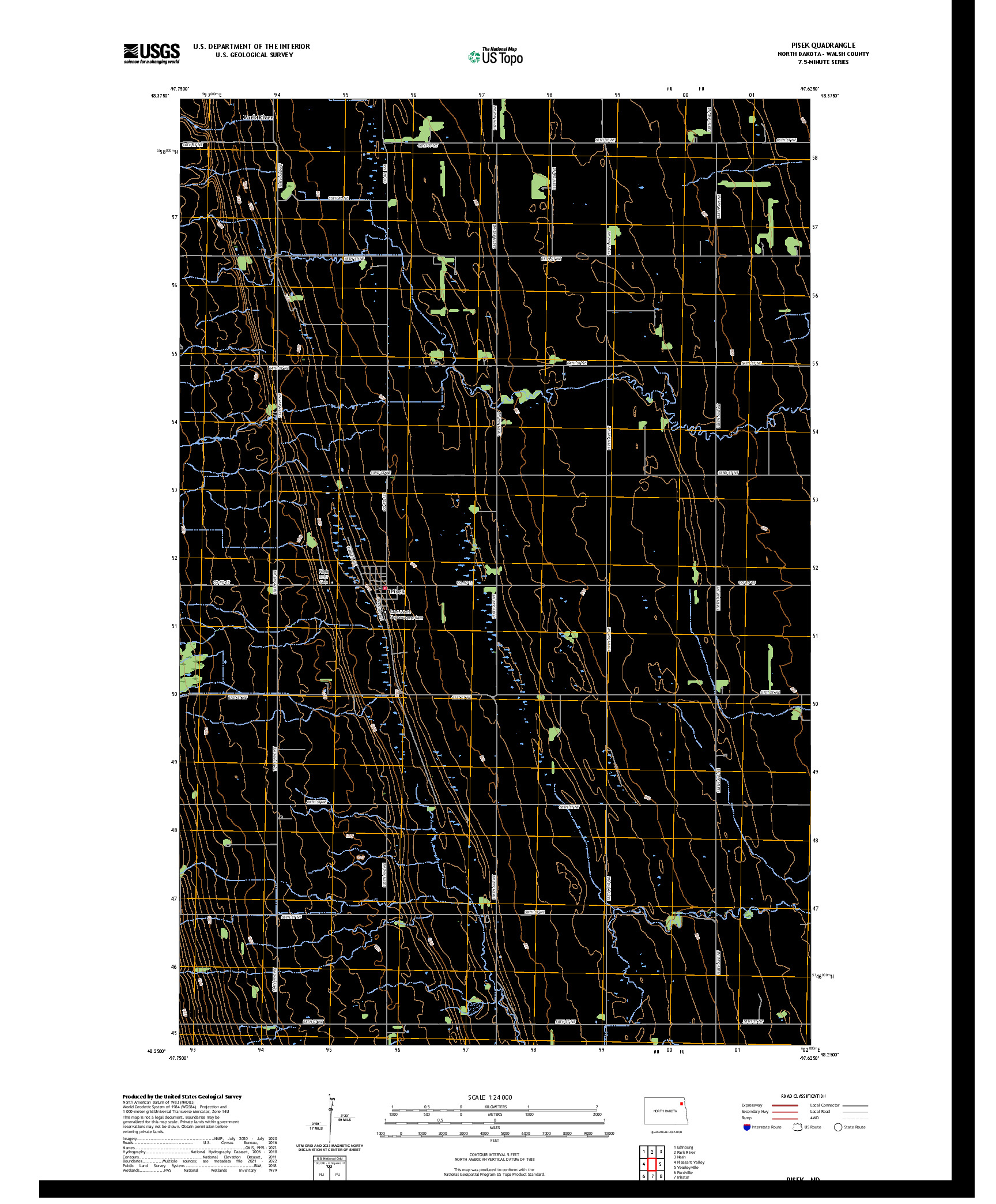 US TOPO 7.5-MINUTE MAP FOR PISEK, ND
