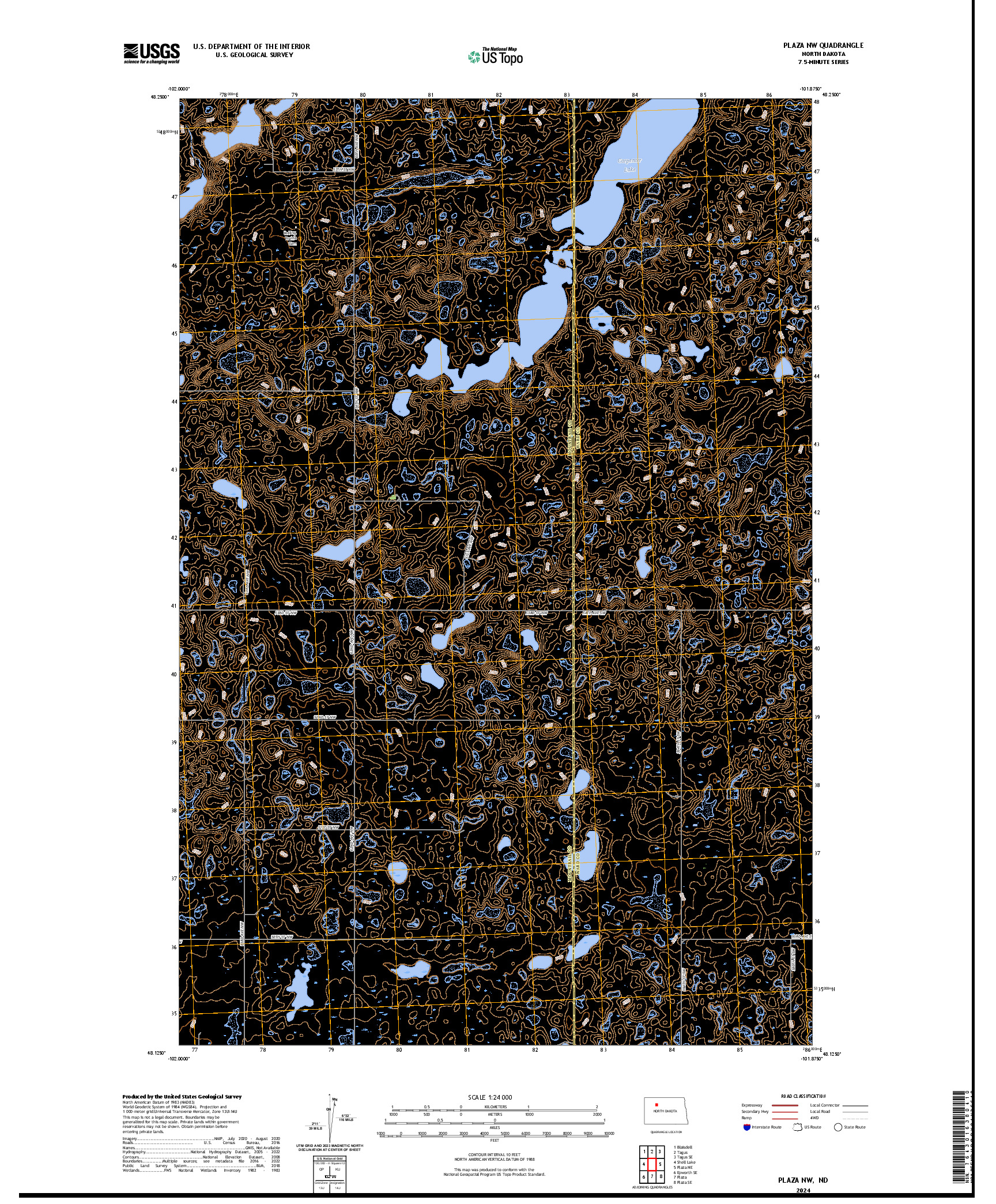 US TOPO 7.5-MINUTE MAP FOR PLAZA NW, ND