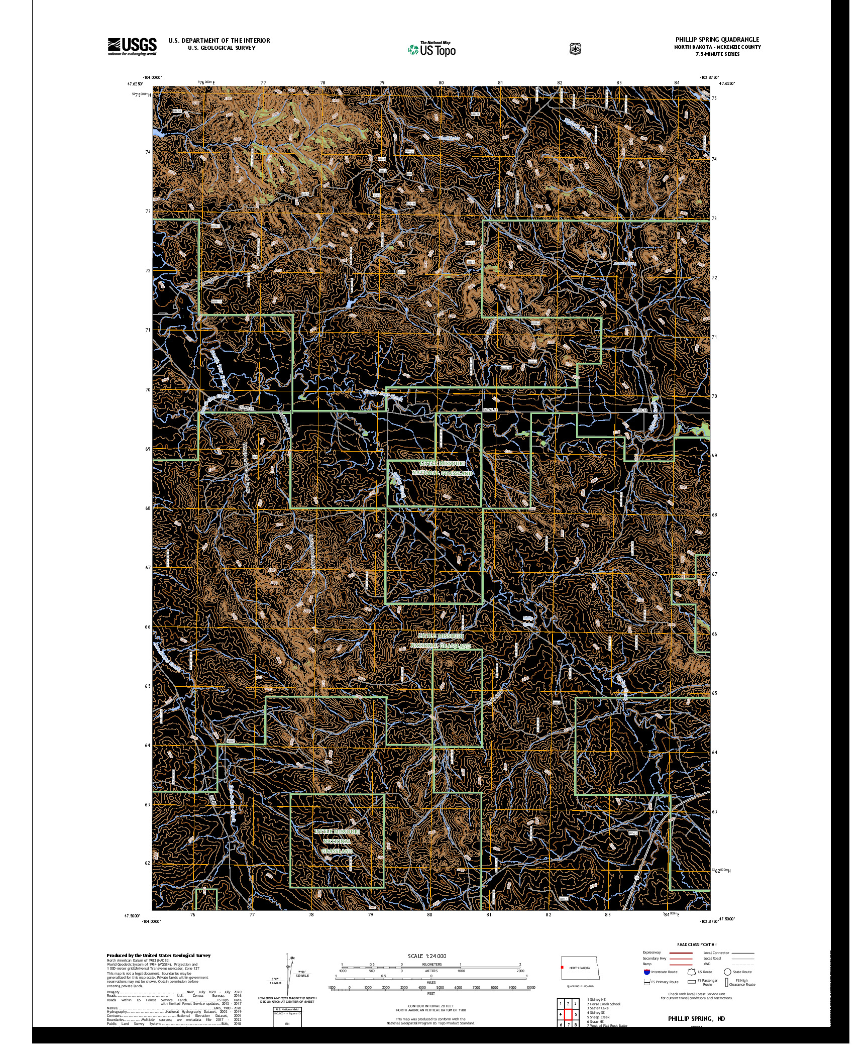 US TOPO 7.5-MINUTE MAP FOR PHILLIP SPRING, ND
