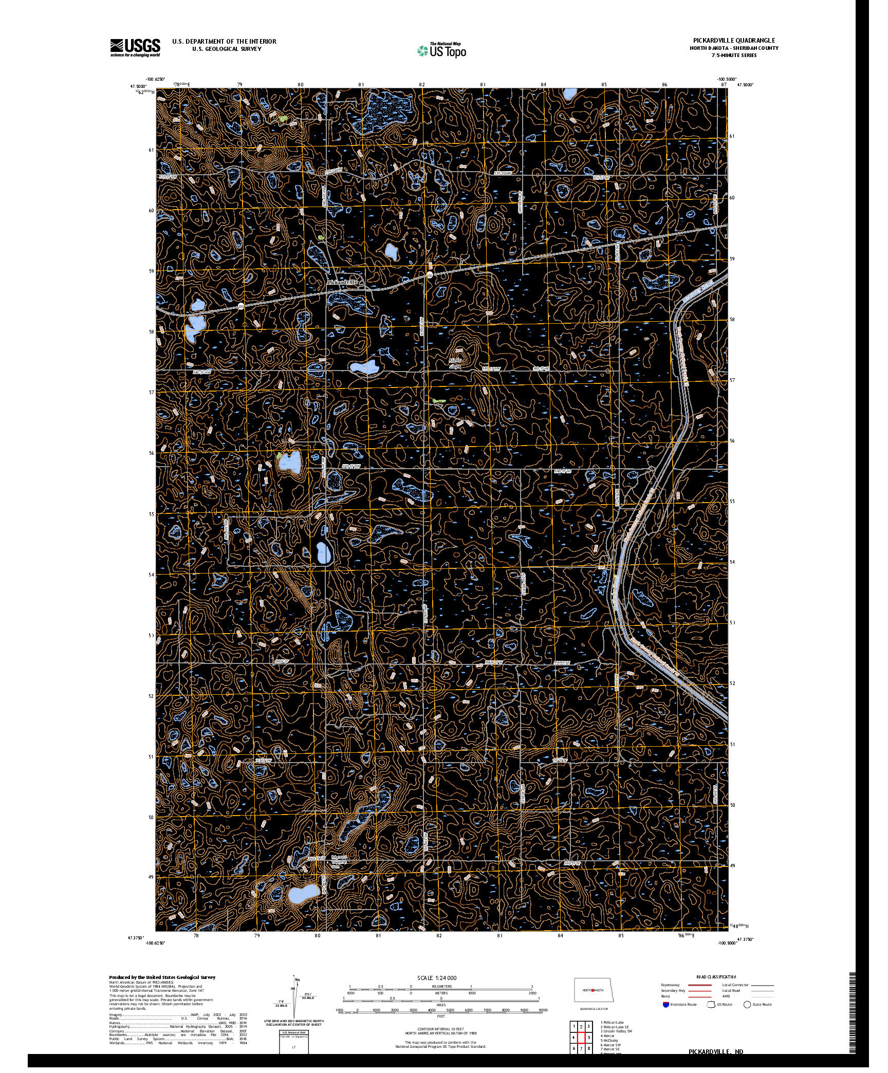 US TOPO 7.5-MINUTE MAP FOR PICKARDVILLE, ND