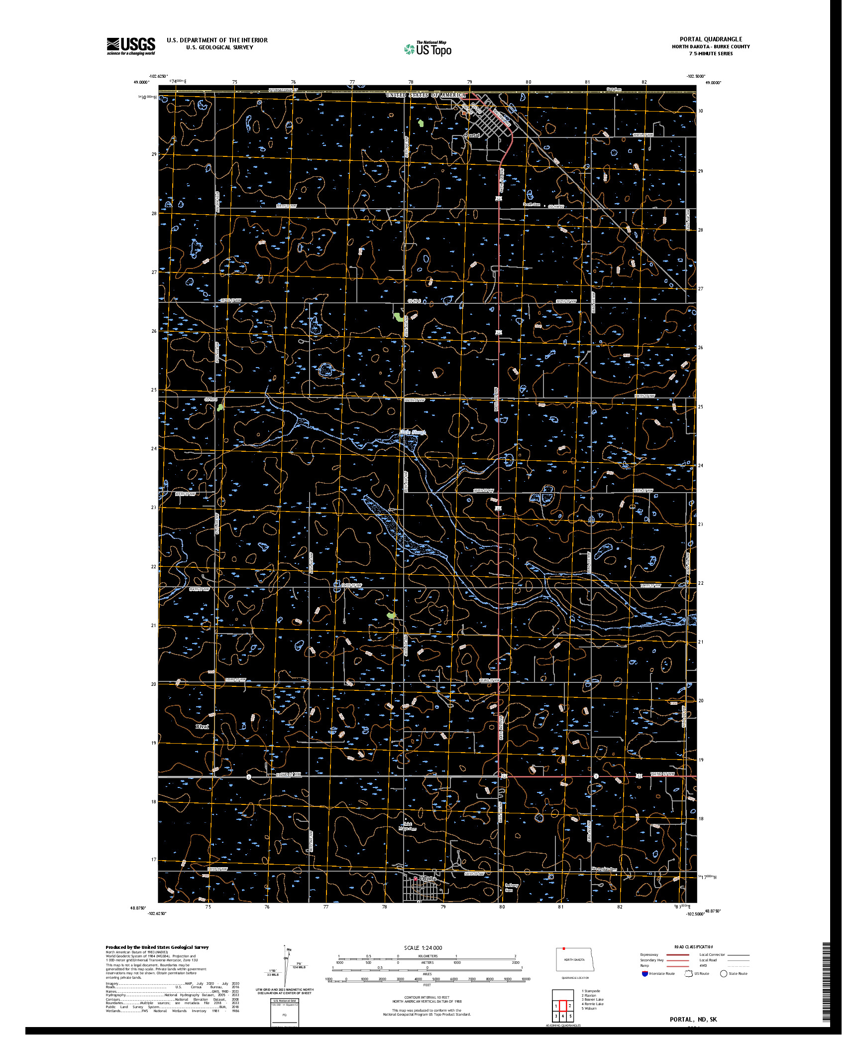 US TOPO 7.5-MINUTE MAP FOR PORTAL, ND,SK