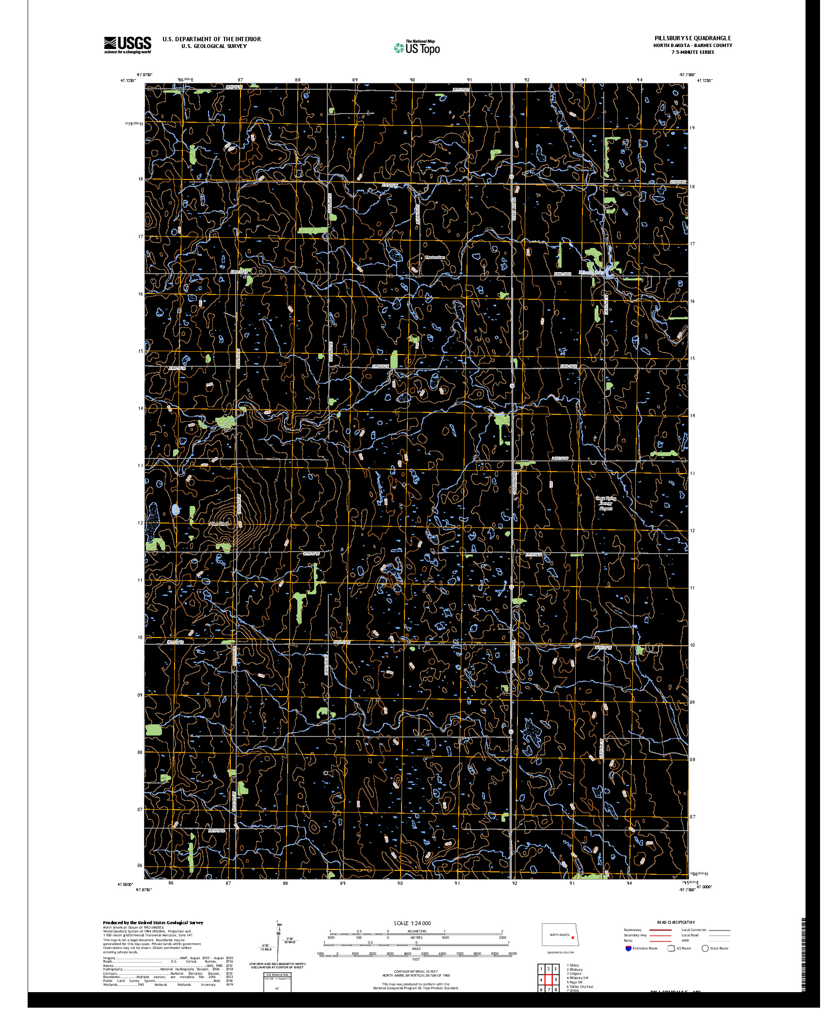 US TOPO 7.5-MINUTE MAP FOR PILLSBURY SE, ND