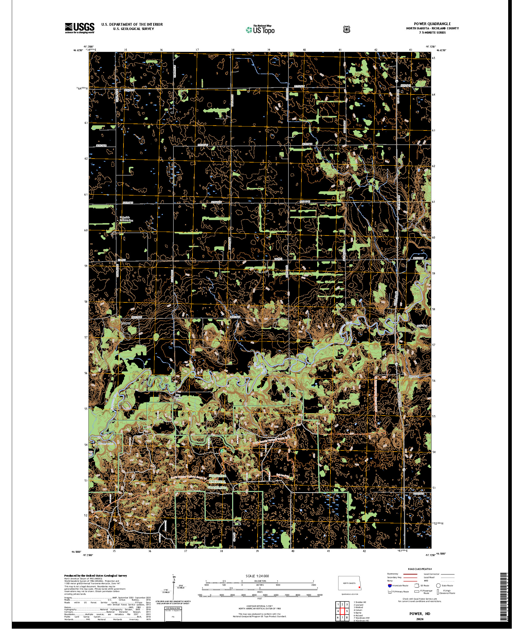 US TOPO 7.5-MINUTE MAP FOR POWER, ND