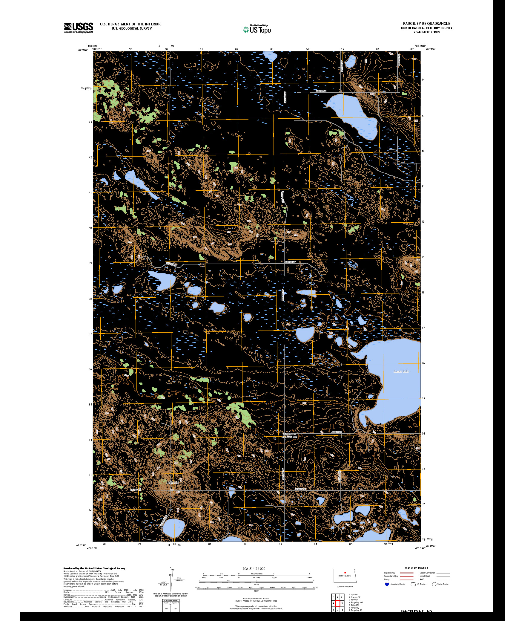 US TOPO 7.5-MINUTE MAP FOR RANGELEY NE, ND