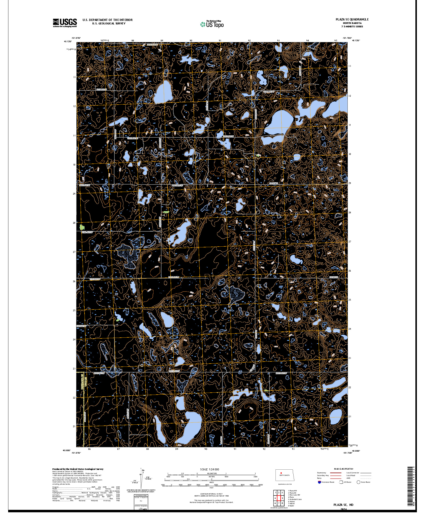 US TOPO 7.5-MINUTE MAP FOR PLAZA SE, ND