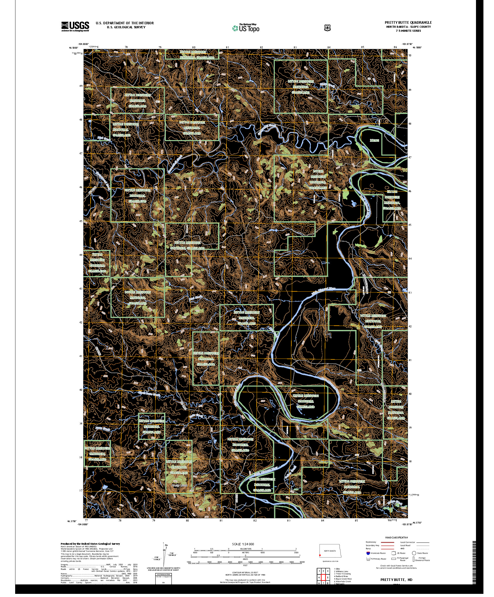 US TOPO 7.5-MINUTE MAP FOR PRETTY BUTTE, ND