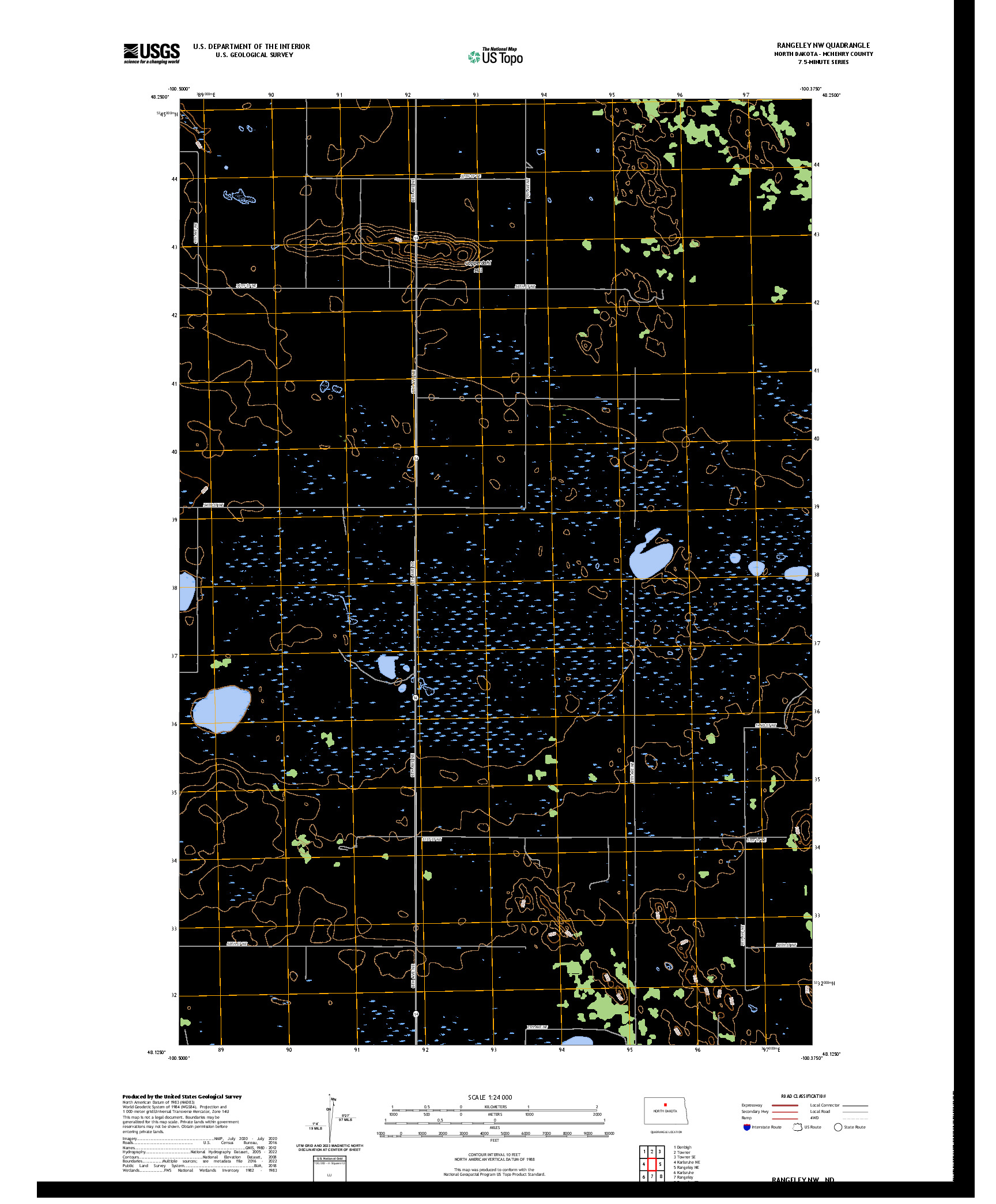 US TOPO 7.5-MINUTE MAP FOR RANGELEY NW, ND