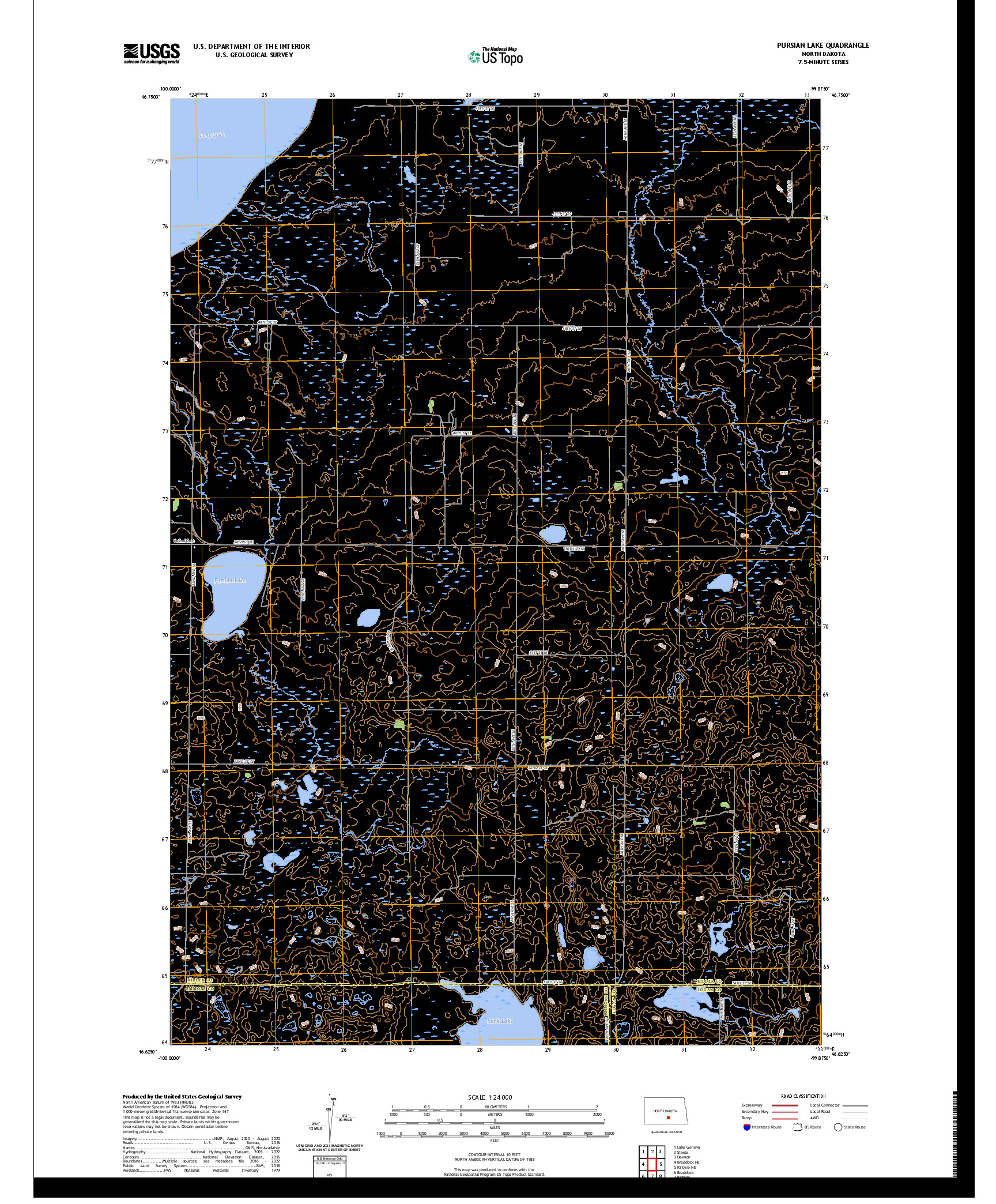 US TOPO 7.5-MINUTE MAP FOR PURSIAN LAKE, ND