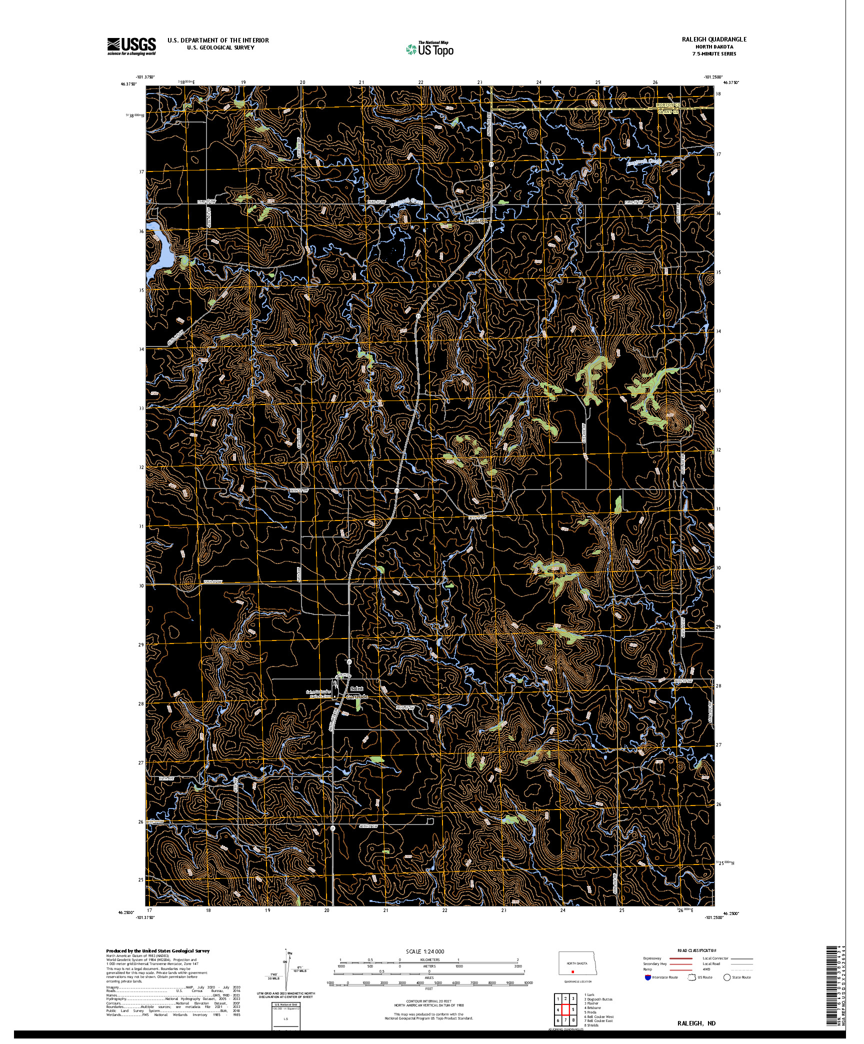 US TOPO 7.5-MINUTE MAP FOR RALEIGH, ND