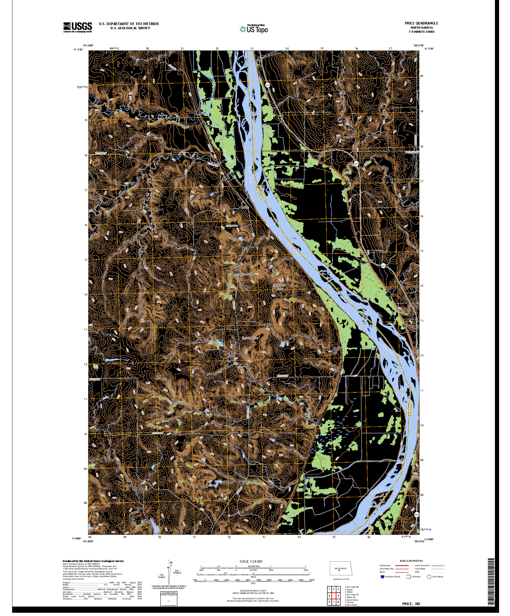 US TOPO 7.5-MINUTE MAP FOR PRICE, ND