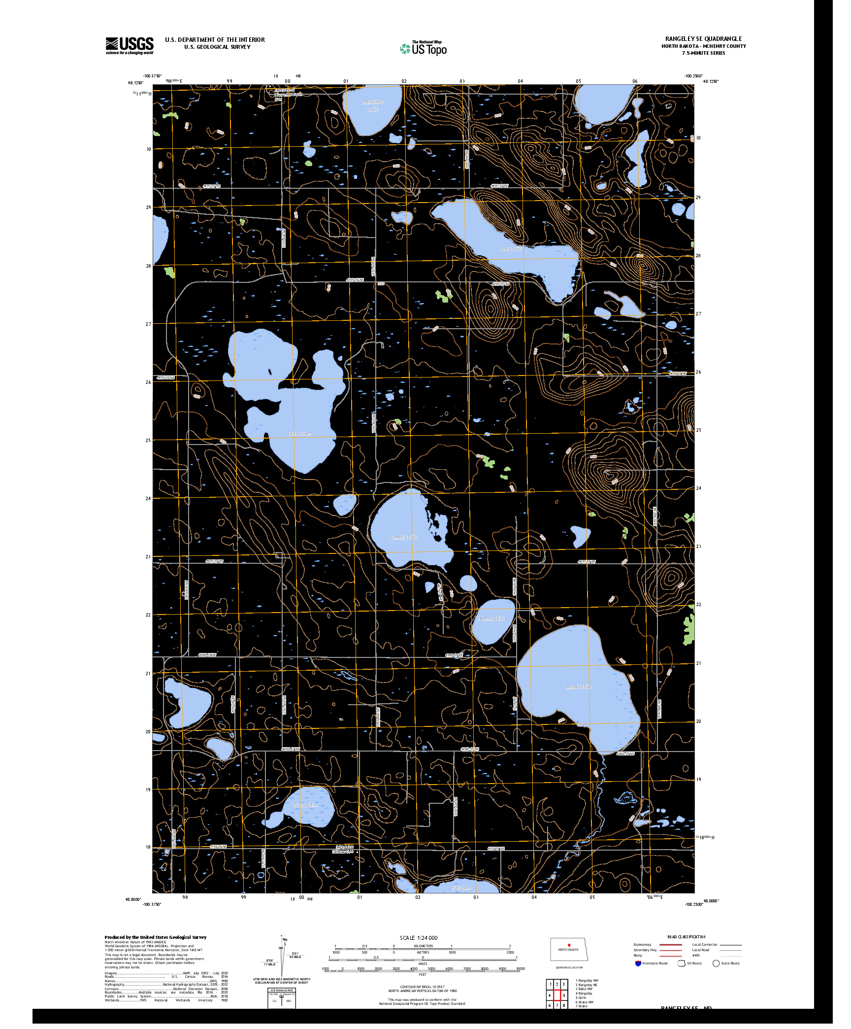 US TOPO 7.5-MINUTE MAP FOR RANGELEY SE, ND