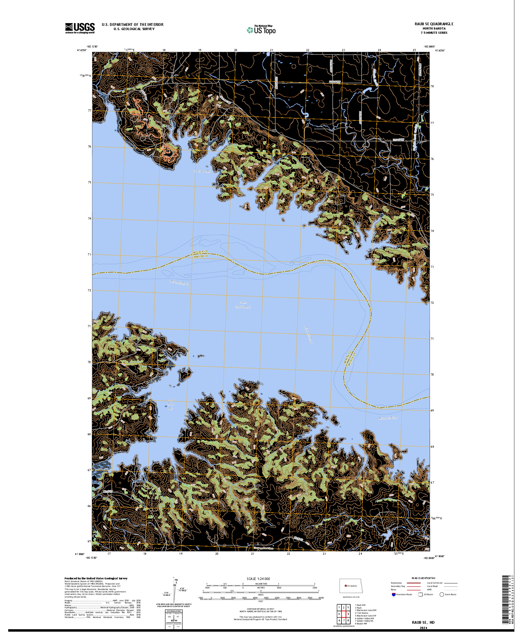 US TOPO 7.5-MINUTE MAP FOR RAUB SE, ND