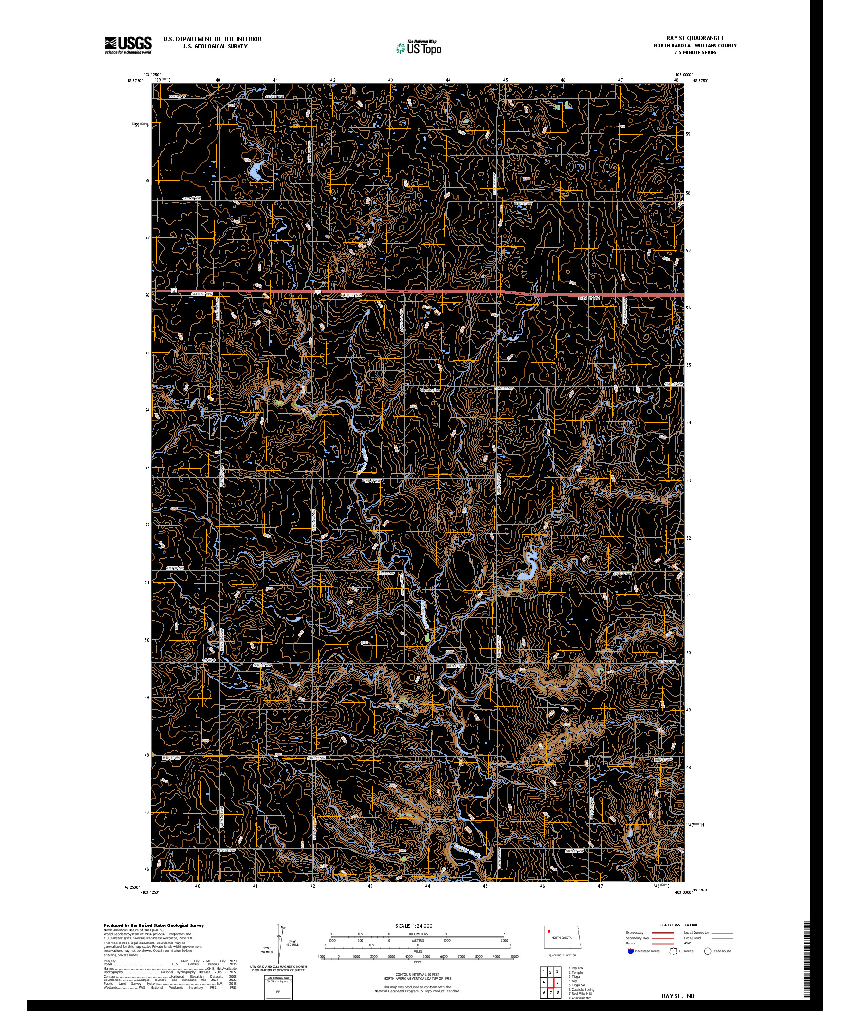 US TOPO 7.5-MINUTE MAP FOR RAY SE, ND