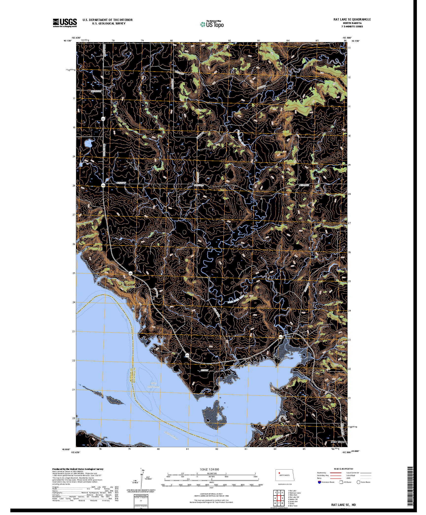 US TOPO 7.5-MINUTE MAP FOR RAT LAKE SE, ND