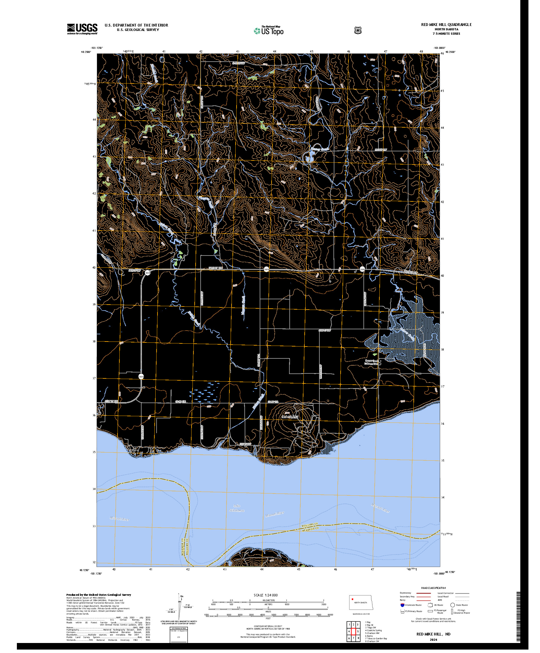 US TOPO 7.5-MINUTE MAP FOR RED MIKE HILL, ND