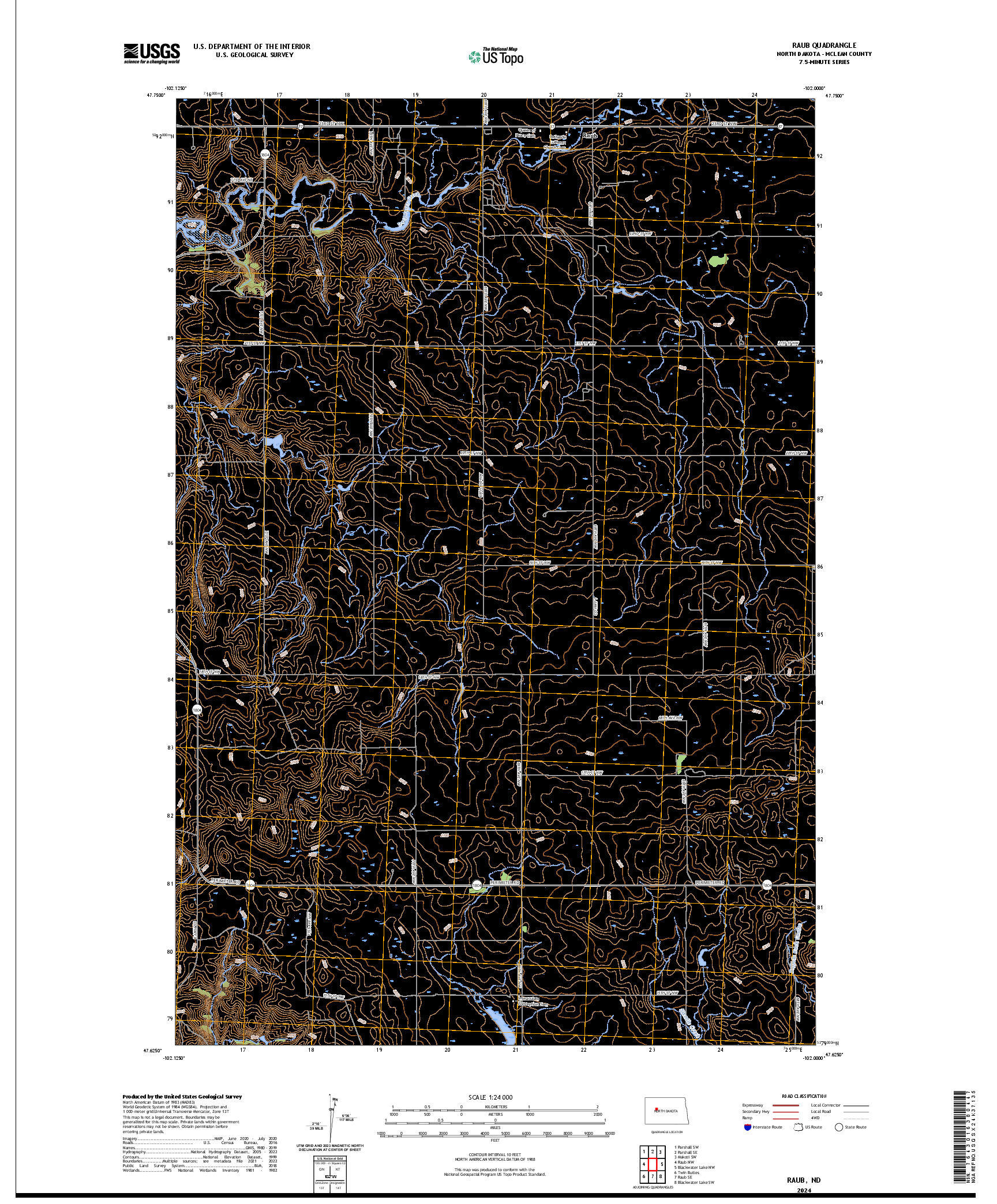 US TOPO 7.5-MINUTE MAP FOR RAUB, ND