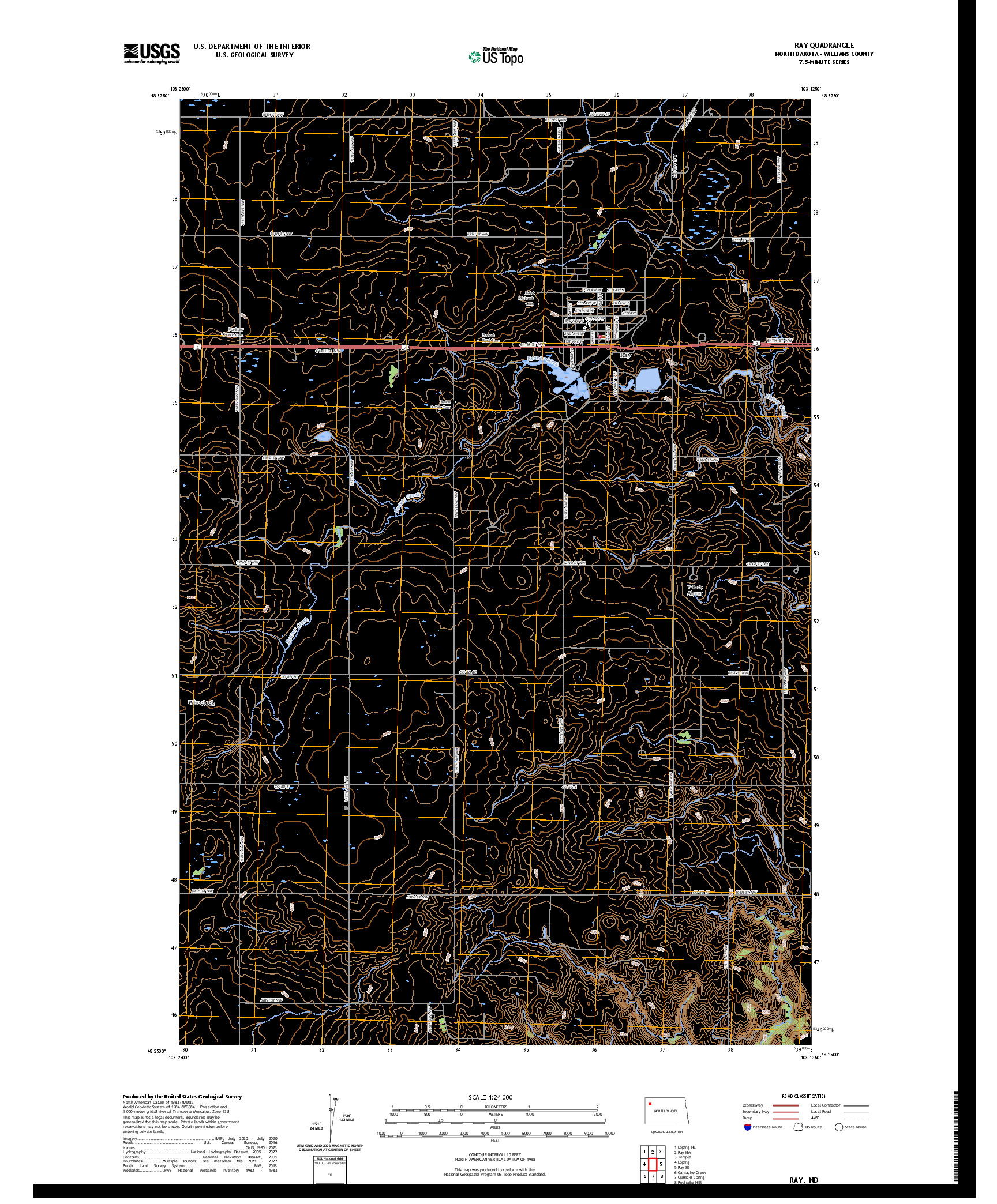 US TOPO 7.5-MINUTE MAP FOR RAY, ND