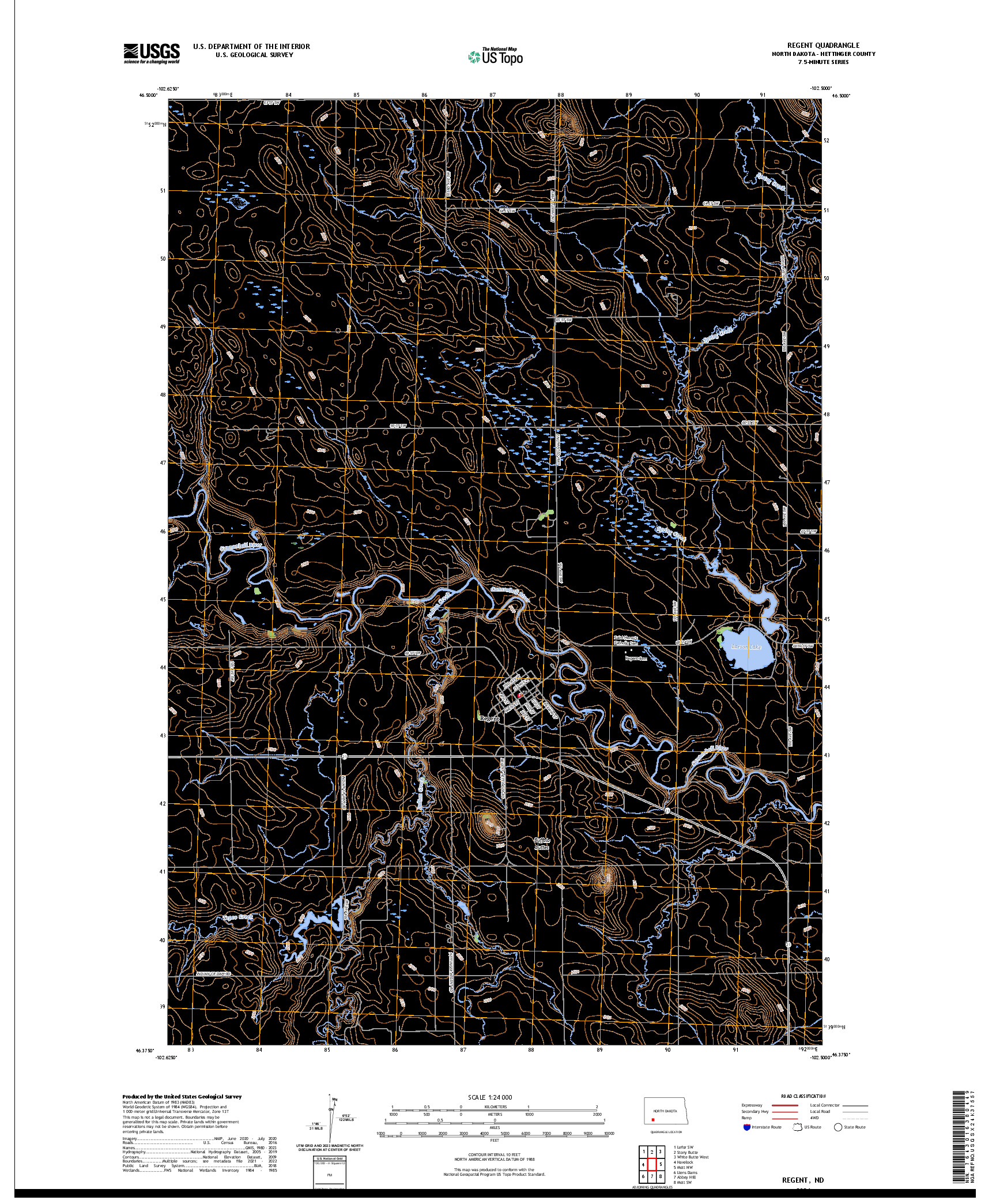 US TOPO 7.5-MINUTE MAP FOR REGENT, ND