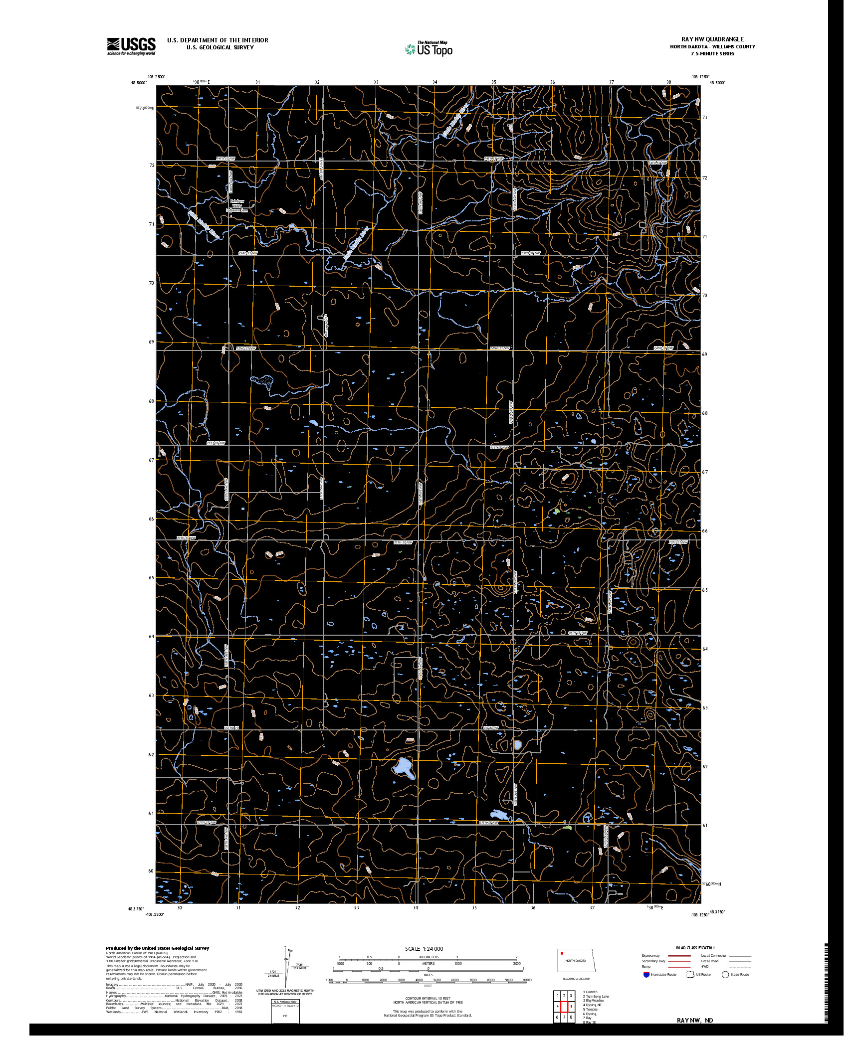 US TOPO 7.5-MINUTE MAP FOR RAY NW, ND