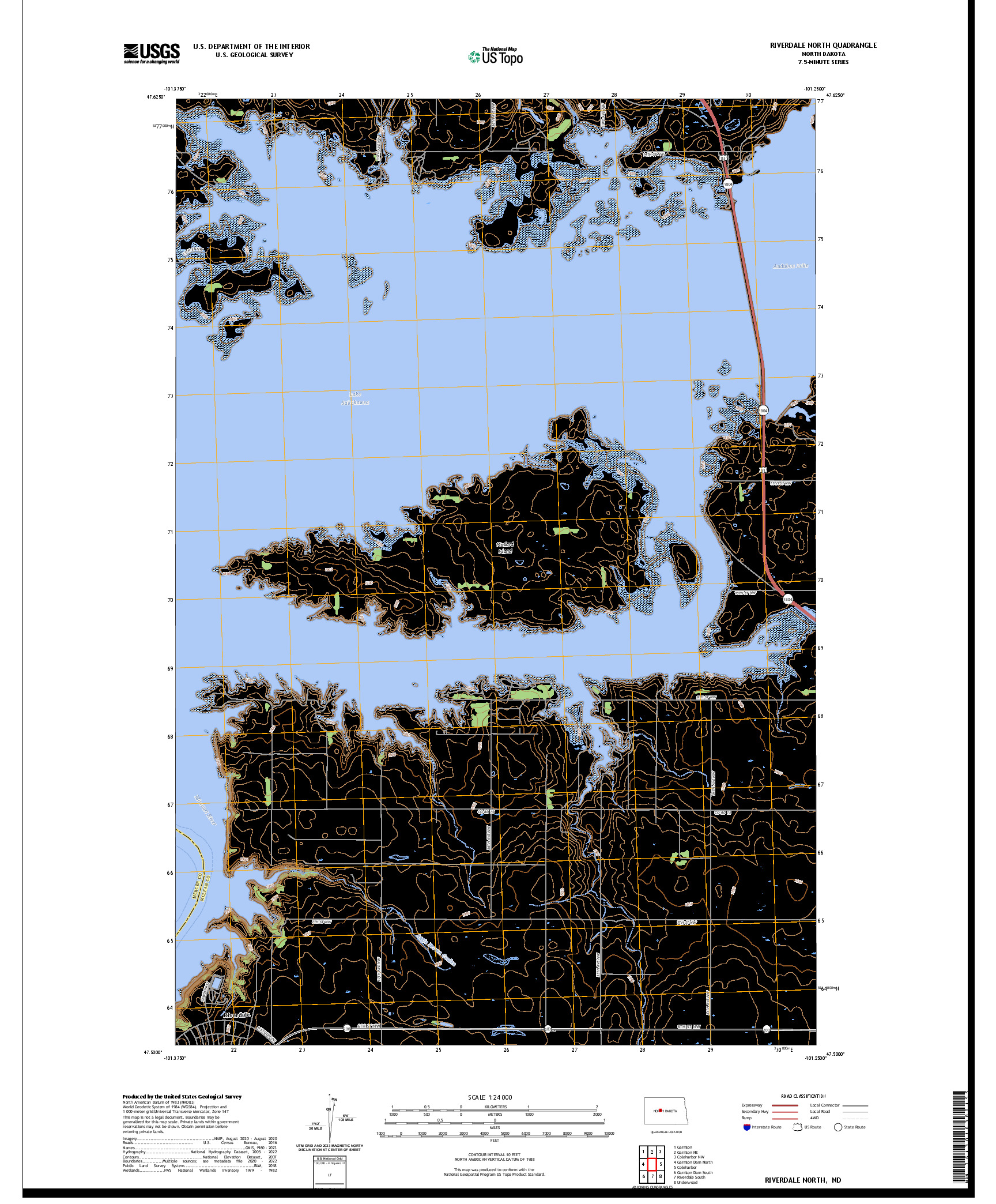 US TOPO 7.5-MINUTE MAP FOR RIVERDALE NORTH, ND